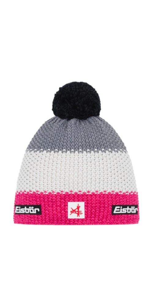 Eisbär Bommelmütze Wintermütze (Pompon) Star SA Kinder - pink/weiss/grau - 1 Stück