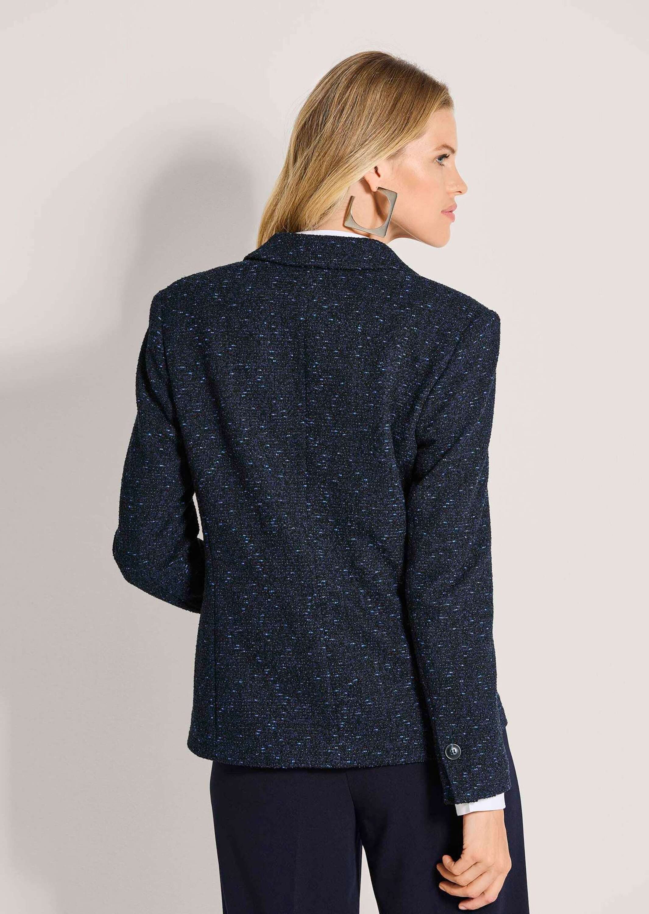 MADELEINE Kurzblazer Tweed-Blazer mit Glanzeffekt Viskoseblazer mit Reverskragen, Taschen, Knopfverschluss und Langarm