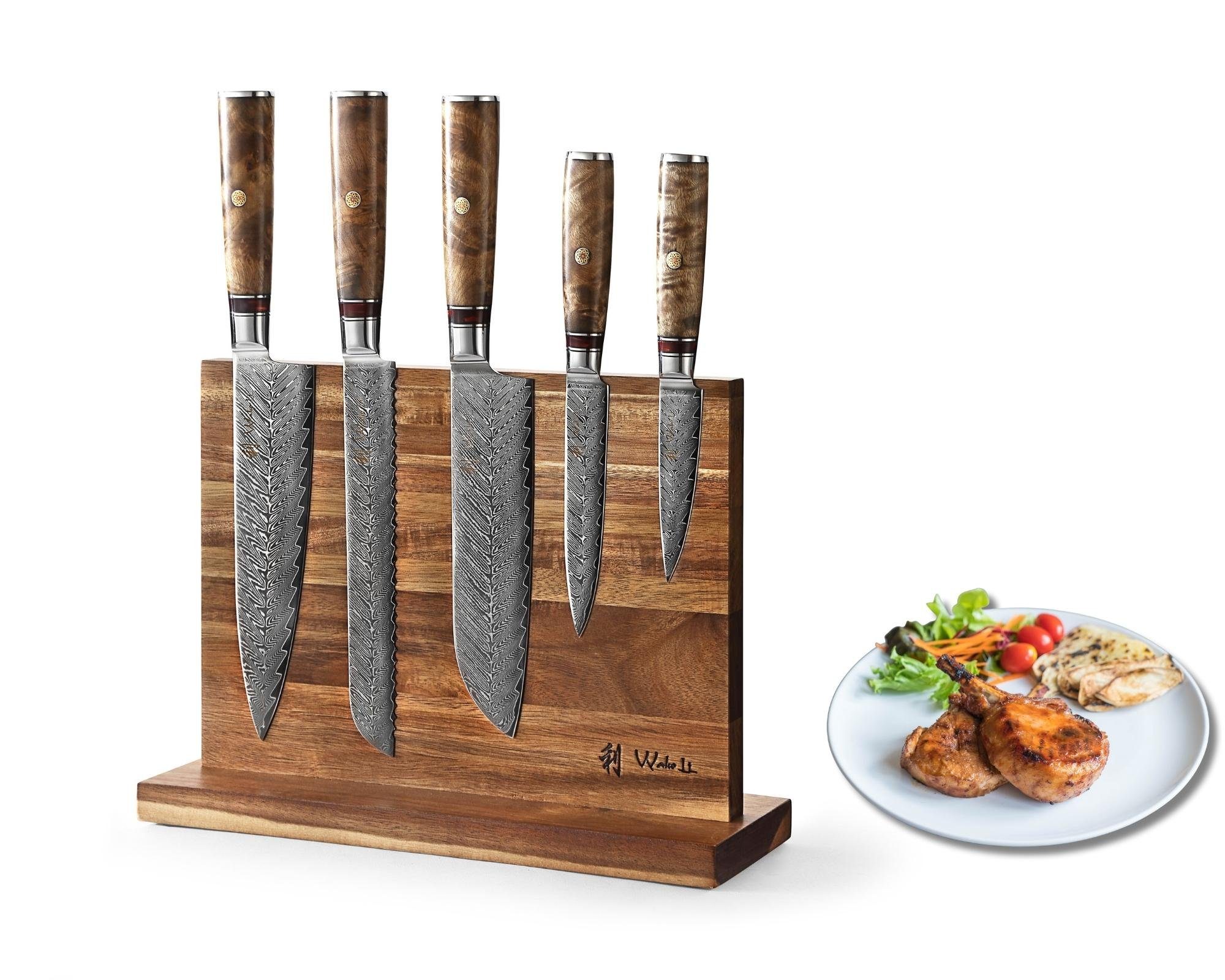 Wakoli Magnet-Messerblock Culinary Sycamore I 5 Küchenmesser & magnetischer Ножиblock
