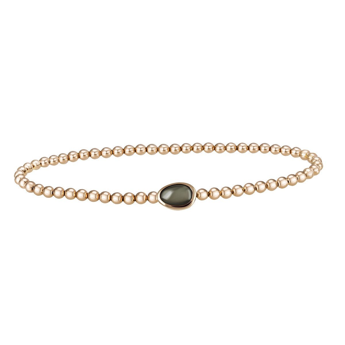 Reflexion Diamonds Goldarmband 585 Rotgold Armband mit grauem Mondstein in Tropfenform, Damen Stretch-Armband mit Edelstein - Mondstein