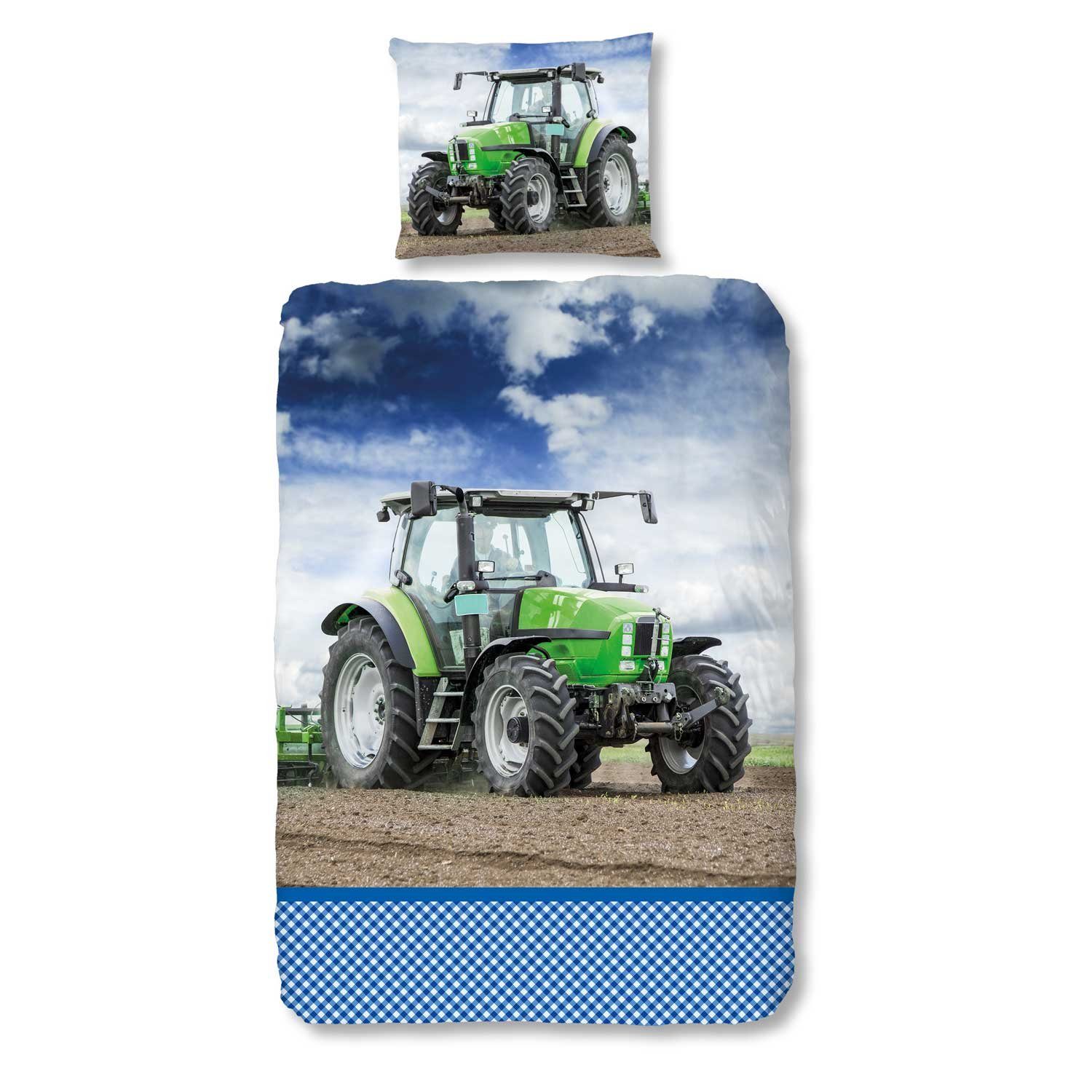 Traumschloss Bettwäsche Comfort Baumwolle, Flanell, 2 teilig, Traktor,Trecker mit Pflug