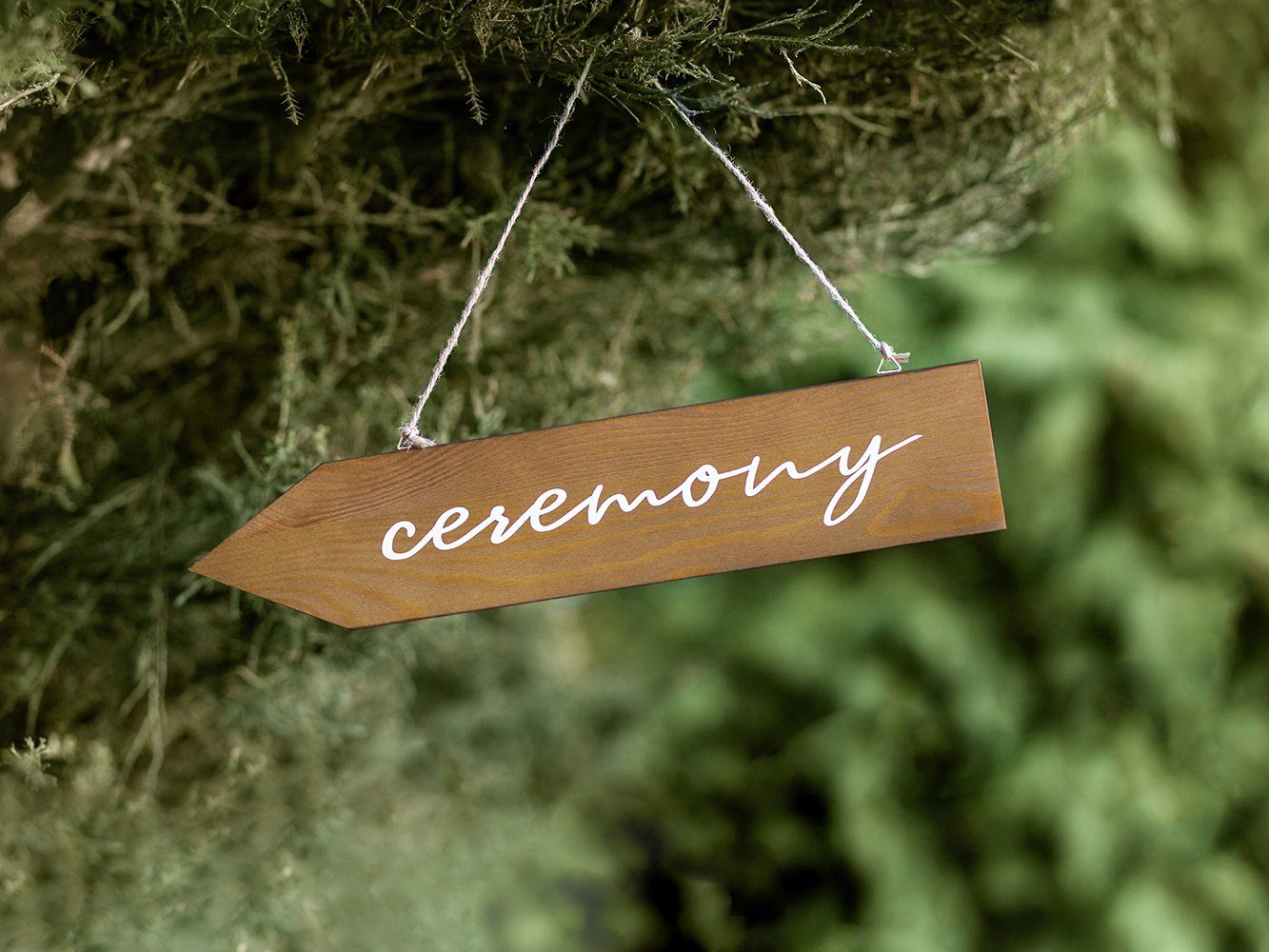 partydeco Dekohänger, Ceremony Deko Holzschild Pfeil Wegweiser hängend 36x7,5cm natur weiß
