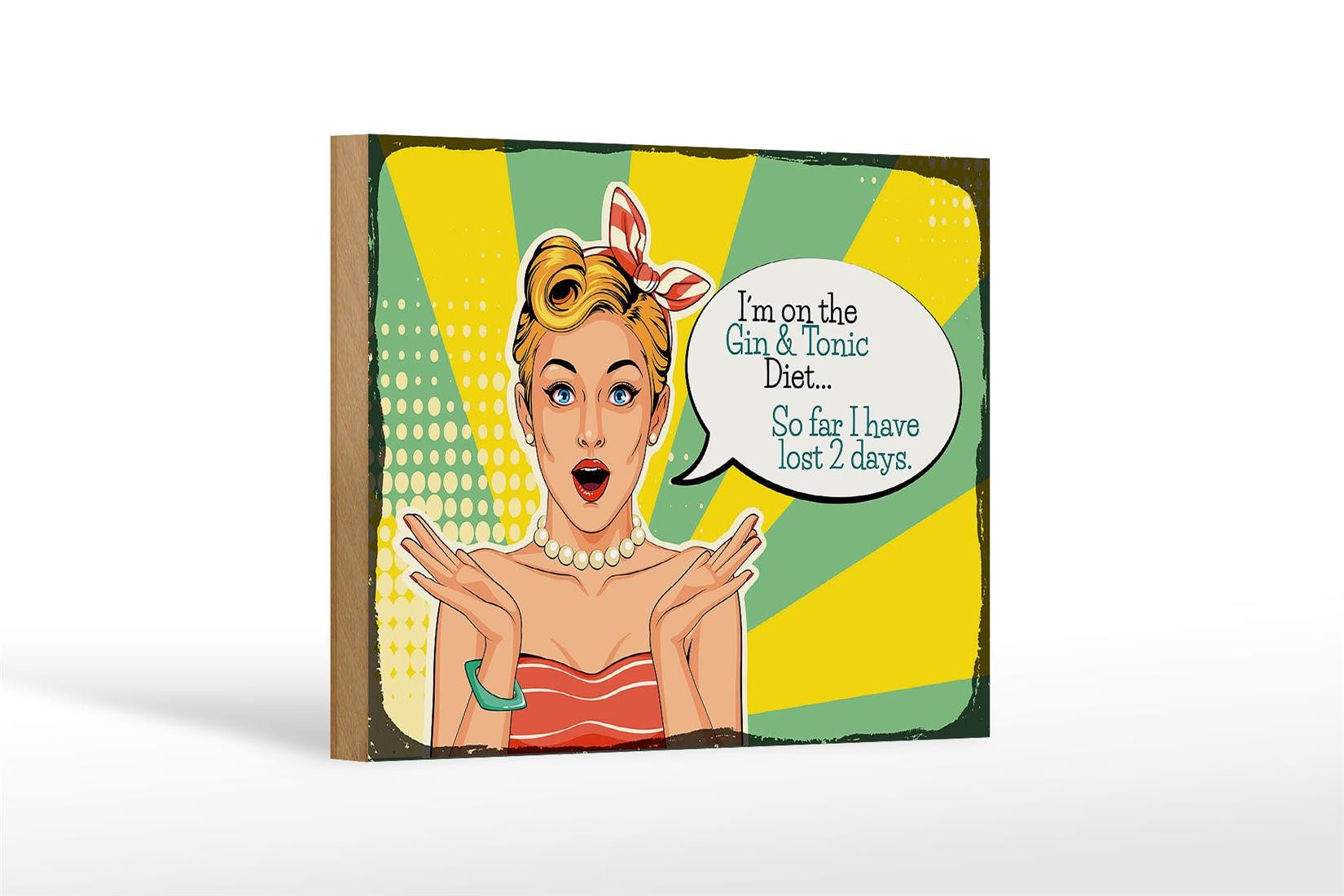 Holzbild Spruch I´m on the Gin & Tonic Diet 18x12 cm