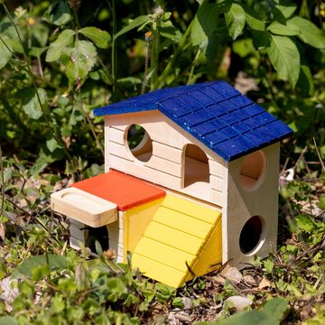Navaris Kleintierhaus Hamster Haus aus Holz bunt - 2 Etagen Spielhaus - Nager Häuschen