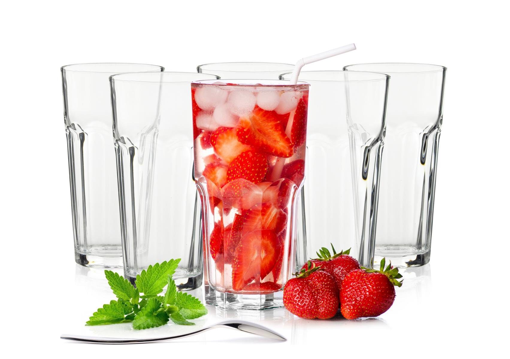 Sendez Longdrinkglas 6 Longdrinkgläser 425ml Caipirinha Gläser Kaffeegläser Cocktailgläser, Ohne Löffeln – Bild 4 von 5