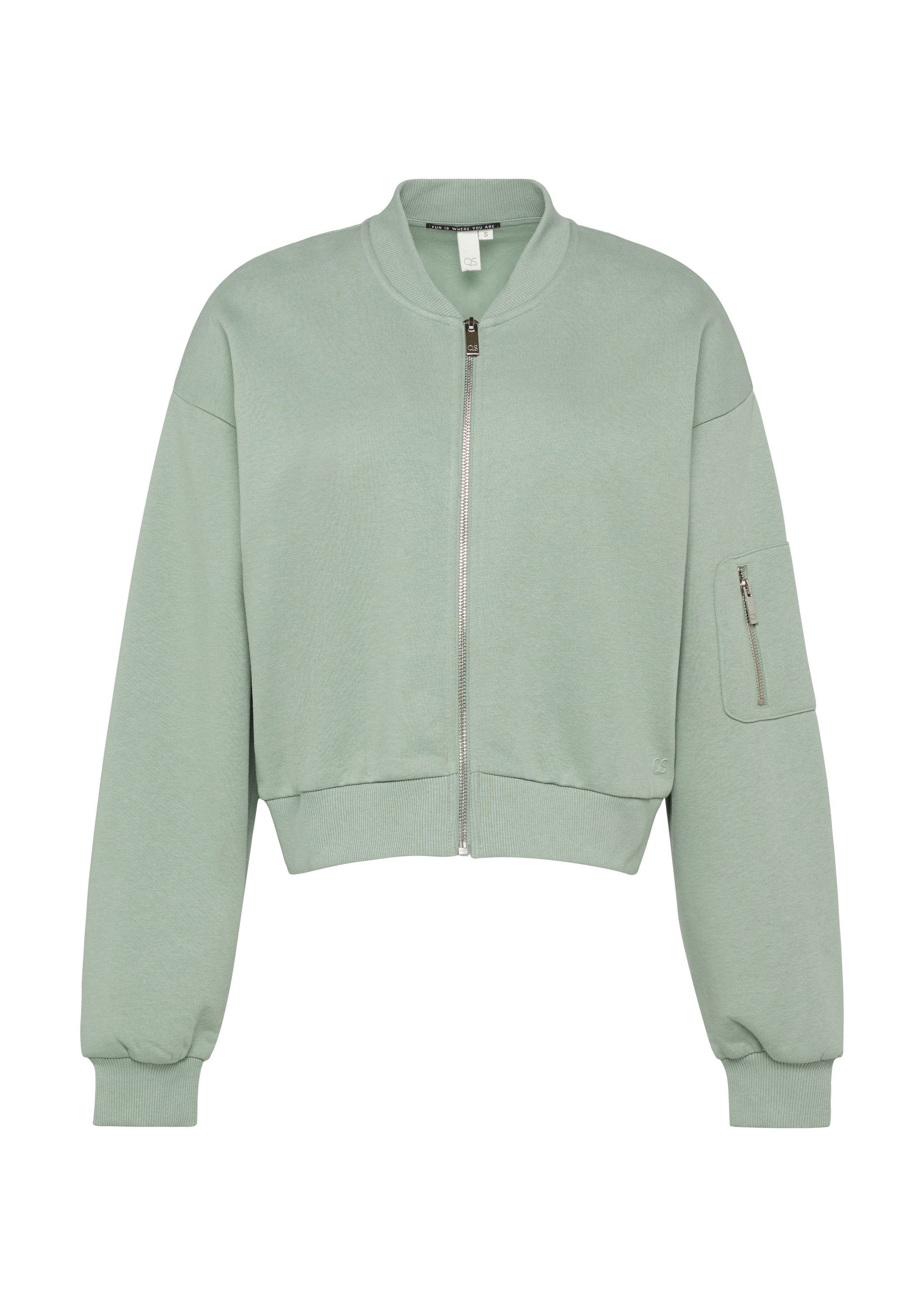 QS Sweatshirt Sweatshirt Verkürzter Sweat-Blouson