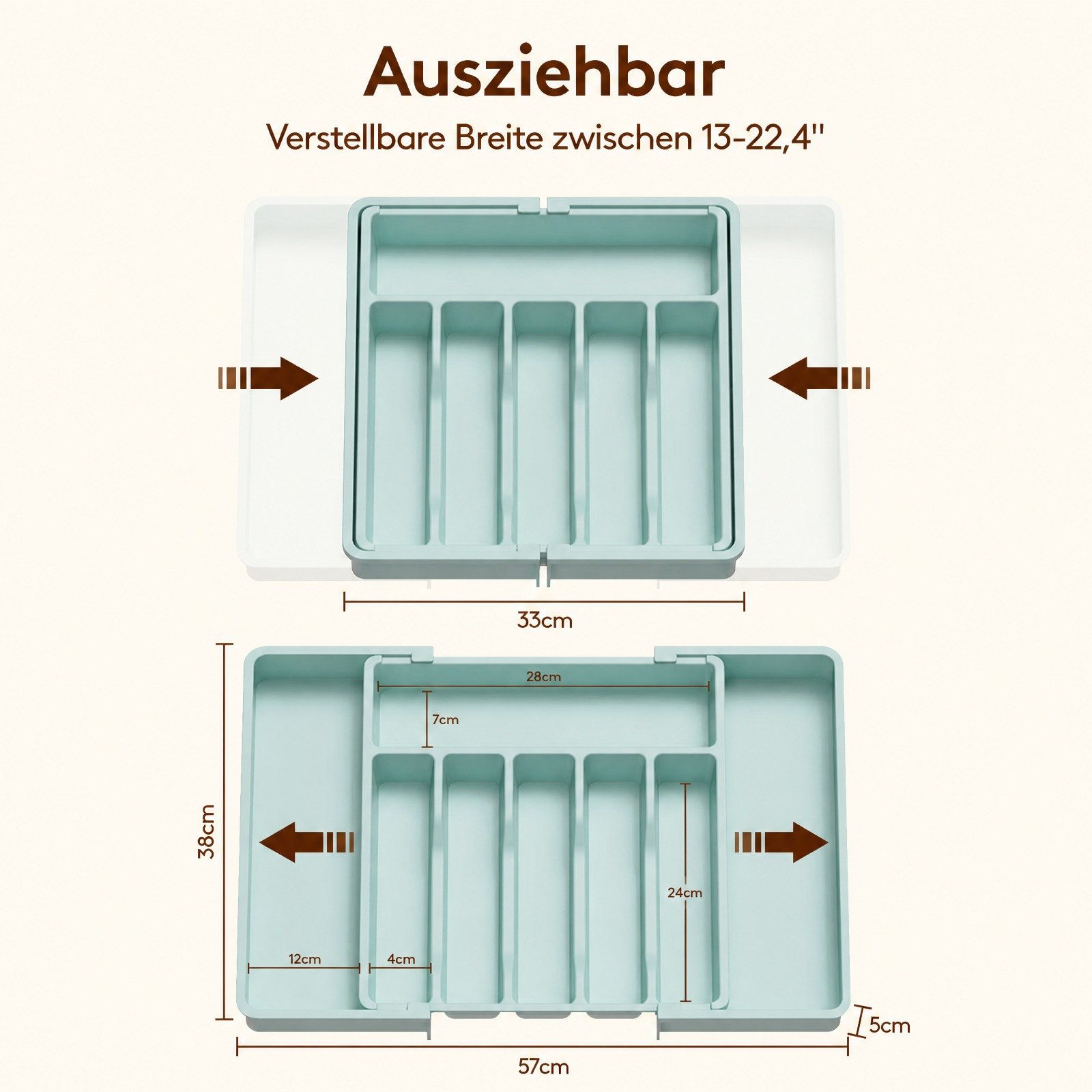 Lifewit Besteckeinsatz Besteckkasten für Schubladen, Verstellbarer Besteckhalter (1 St) – Bild 2 von 5
