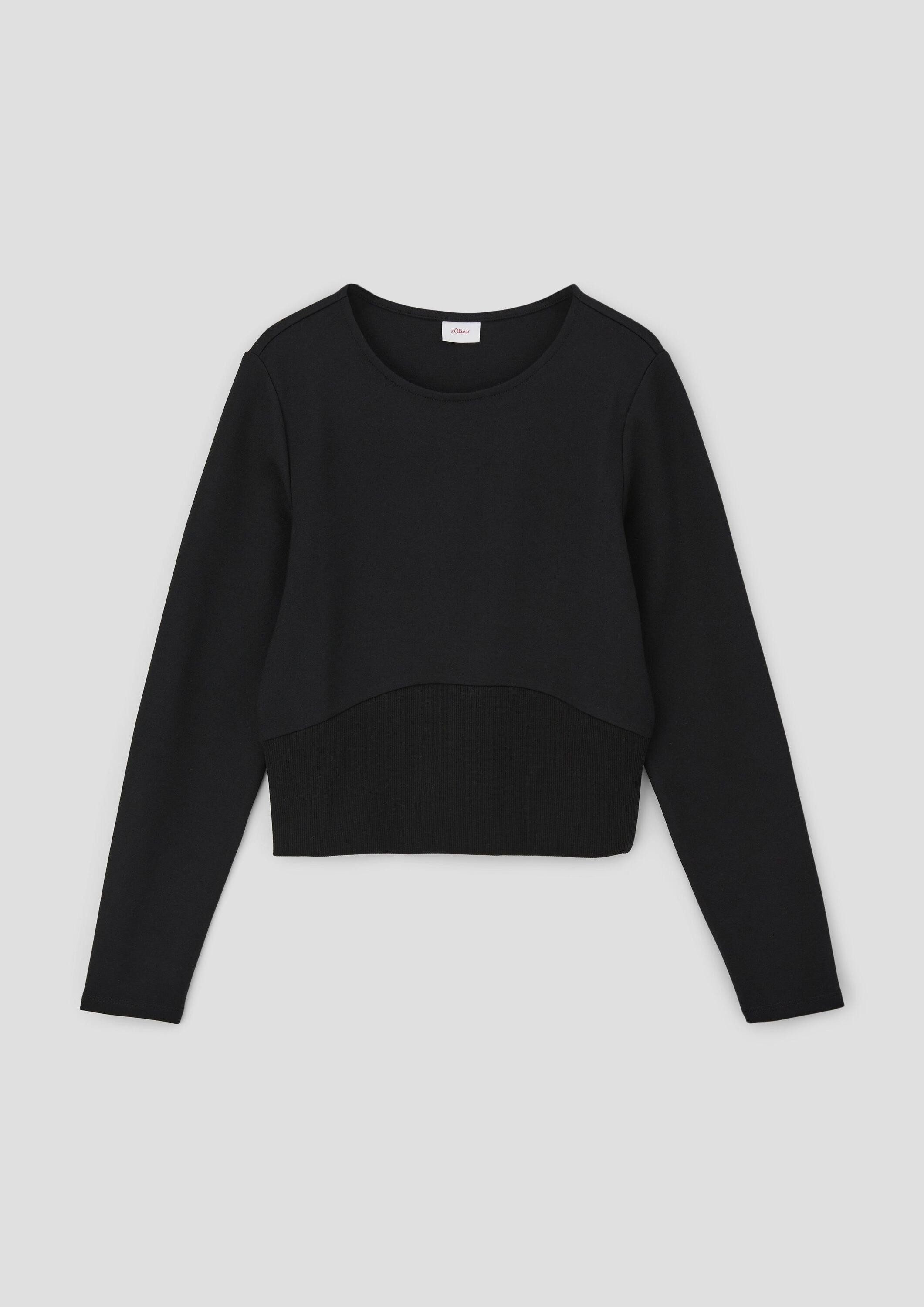 s.Oliver Langarmshirt T-Shirt Verkürztes Longsleeve mit Rippeinsatz (1-tlg)