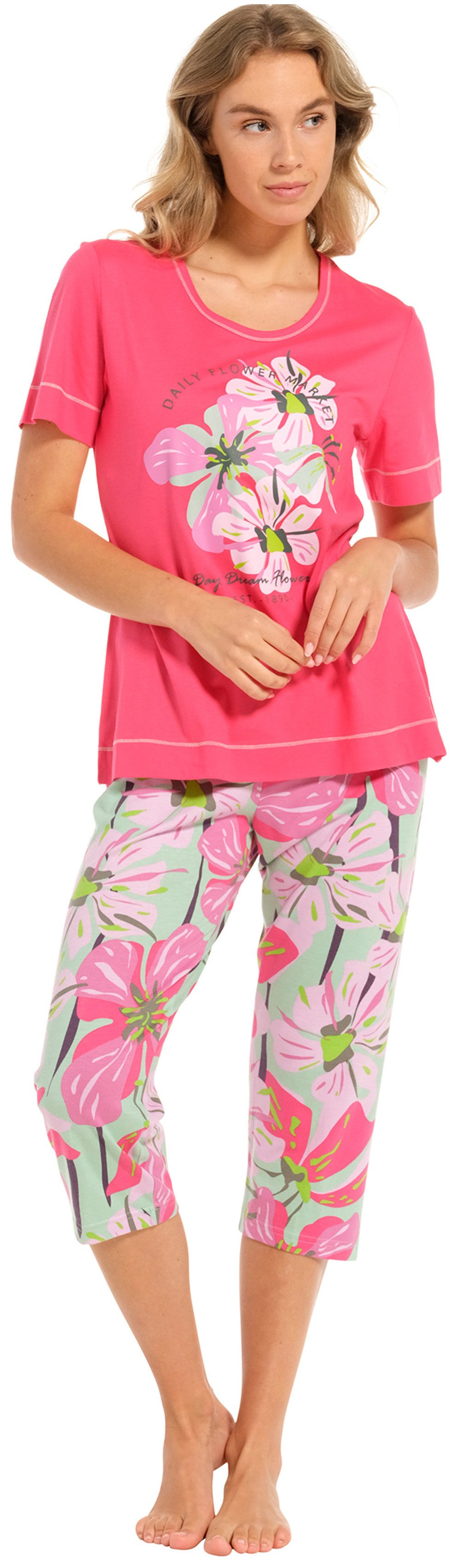 Pastunette Schlafanzug Damen Pyjama Caprihose (2 günstig online kaufen