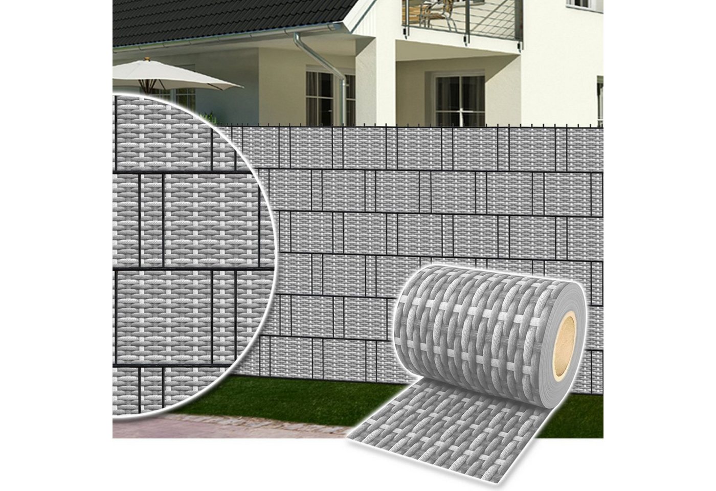Thumbnail - Plantiflex Sichtschutzstreifen Sichtschutz Rolle 35m blickdicht PVC Zaunfolie, (Sichtschutzfolie Windschutz, für Doppels...