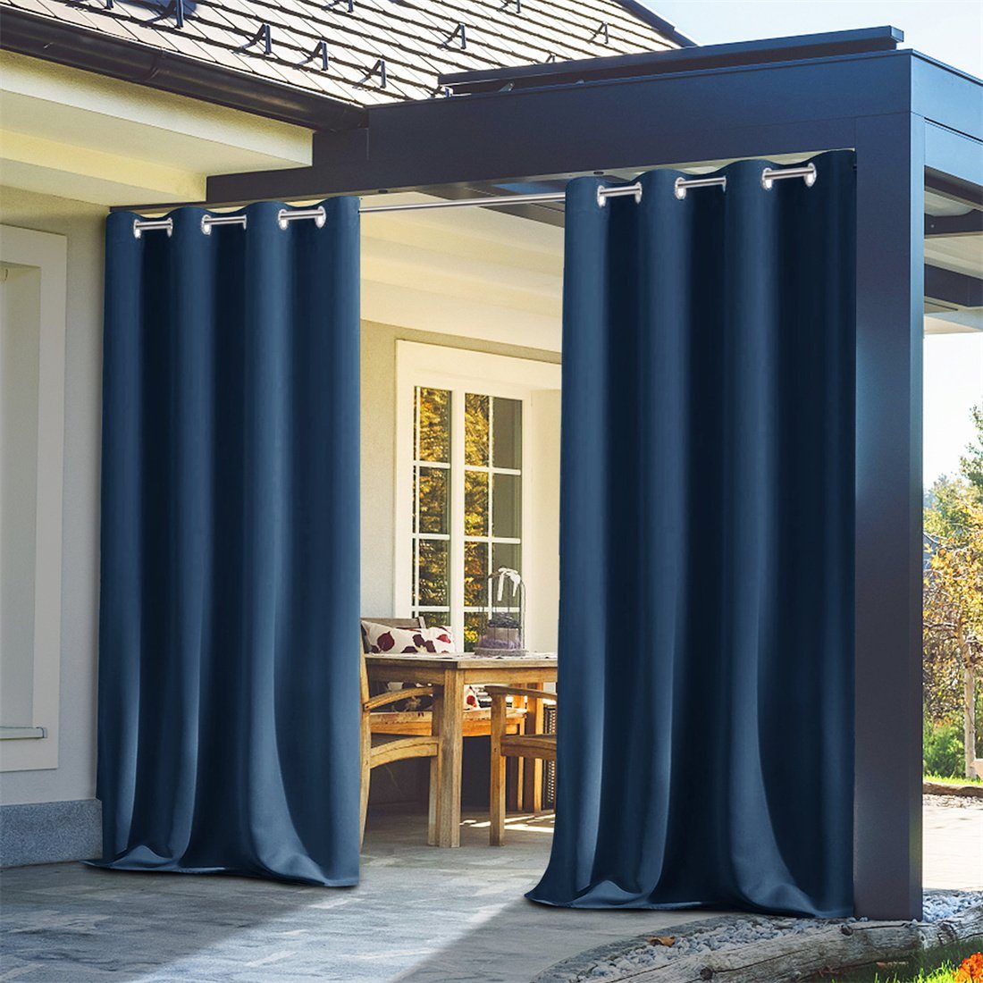 Thermovorhänge, Außenvorhänge, und Wasserdichte Vorhang blau ZAXSD sonnenbeständige