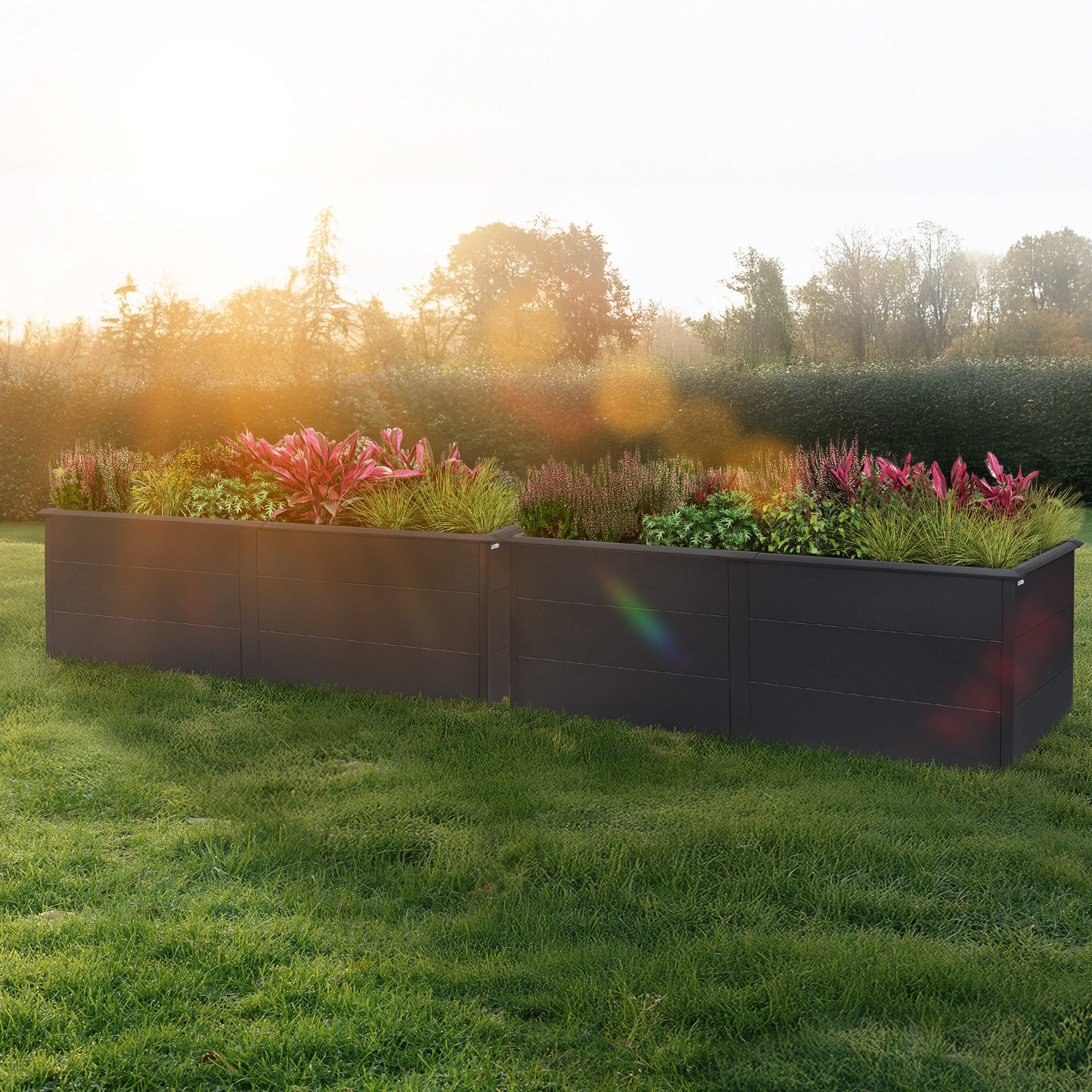 Zelsius Hochbeet für Garten, Anthrazit RAL 7016, Terrasse oder Balkon (1x Hochbeet, 1x Hochbeet)
