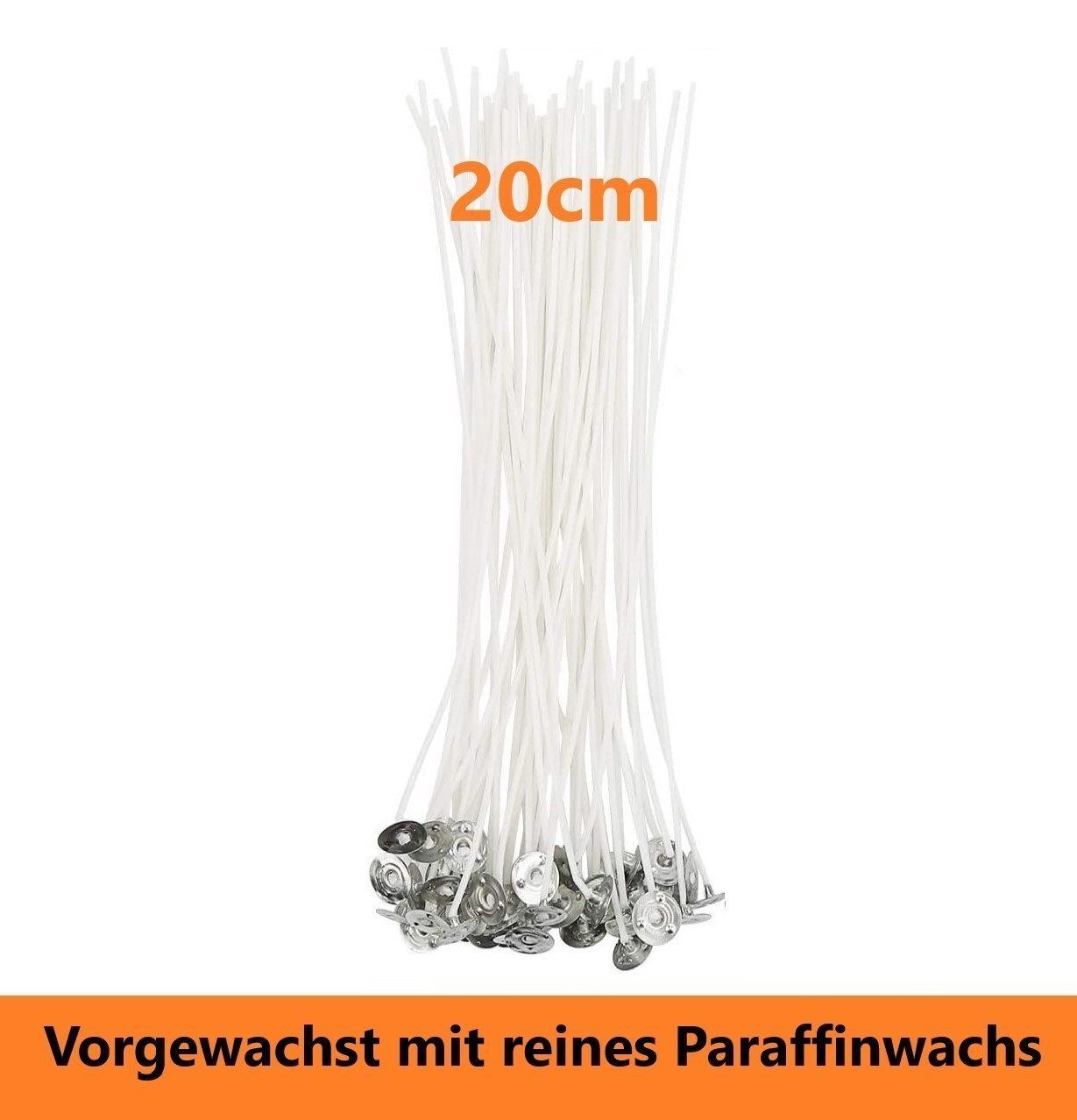 Wick, Stoffe natürlich Rauchfrei, 50 Bienenbiya lang 20cm Kerzenhalter ohne Baumwolle, gefährliche aus DIY St., Metallfuß für Runddocht, (100% Teelichtdochte Kerzendochte mit 50Stk. Kerzenherstellung), Candle