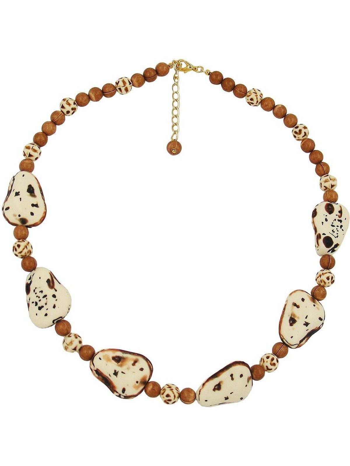 (1-tlg) Gallay Steinperle 53cm Kunststoffperlen elfenbein-beige-braun Perlenkette
