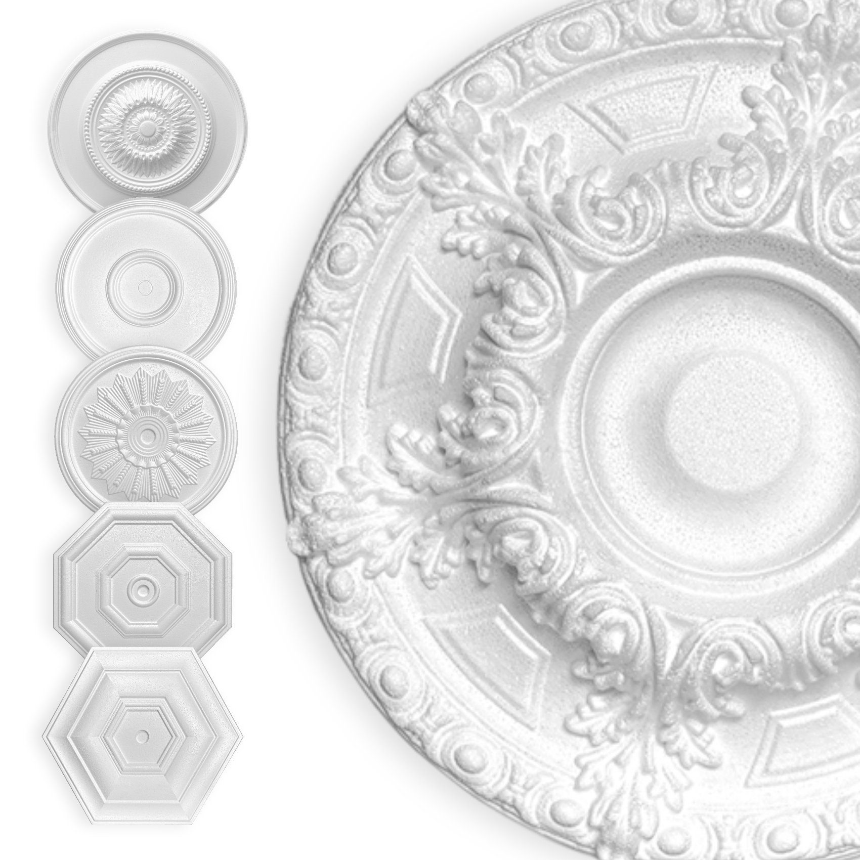 Hexim Wanddekoobjekt Palast 50cm (HEXIM Stuckrosette aus EPS Styropor weiß günstig online kaufen