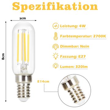 Nettlife LED-Leuchtmittel 4er Set E14 Vintage Glühbirne T25 4W Filament Edison Birne Retro Glas, E14, 4 St., Warmweiß, Haus Hotel Bar Café