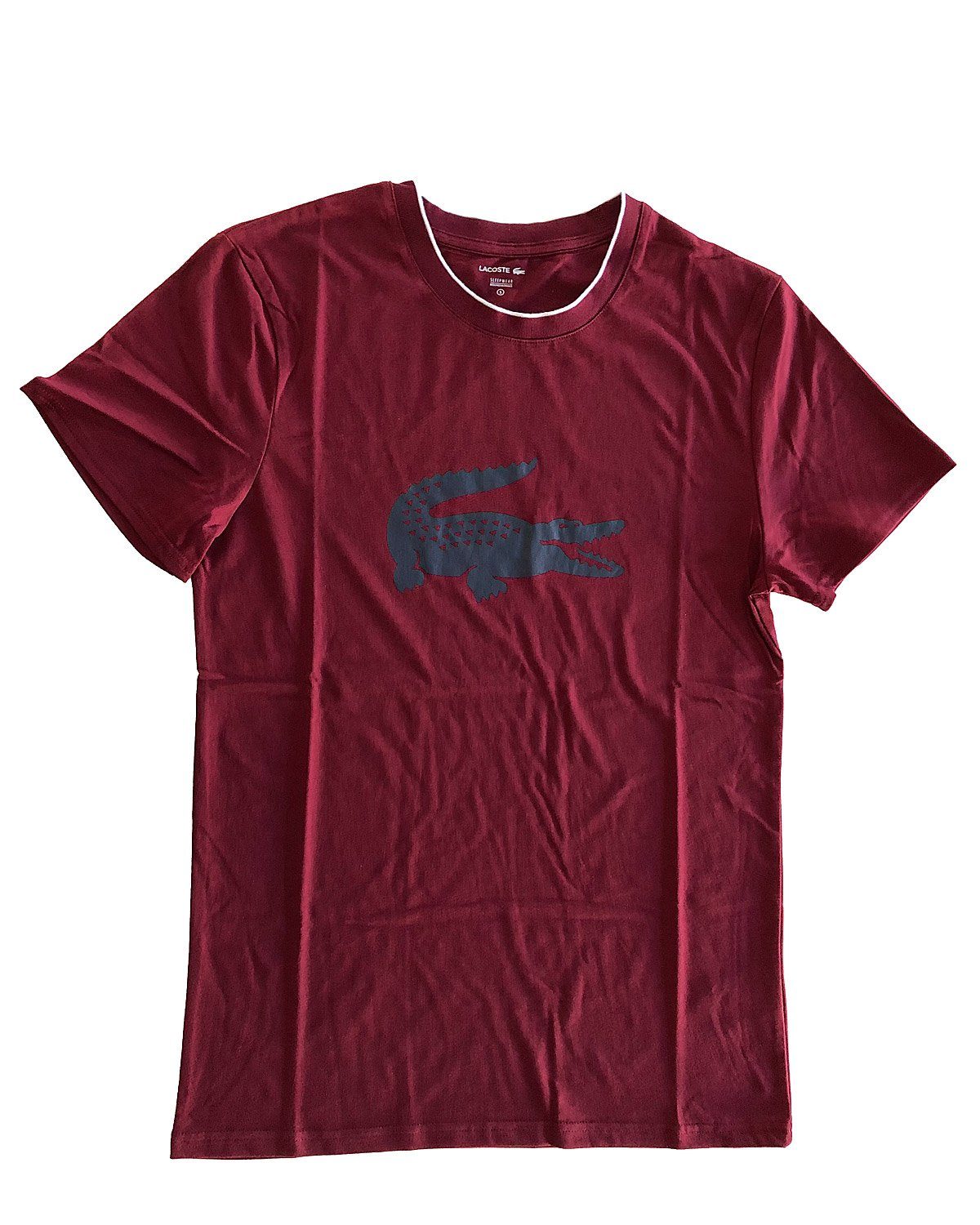 Lacoste Pyjamaoberteil Short Sleeve Tee (1-tlg) Herren T-Shirt kurzarm Schlafshirt großer Logodruck dunkelrot (507)