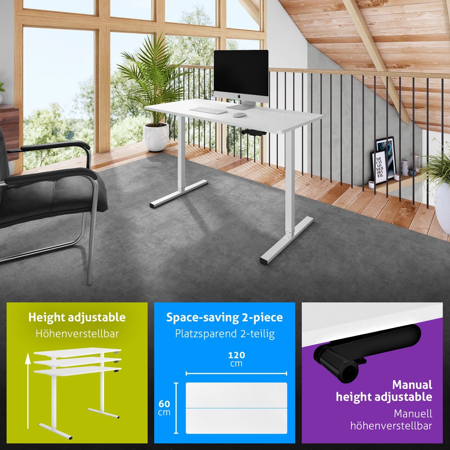 ESMART Schreibtisch ESMART Germany, Höhe: 72-117 cm