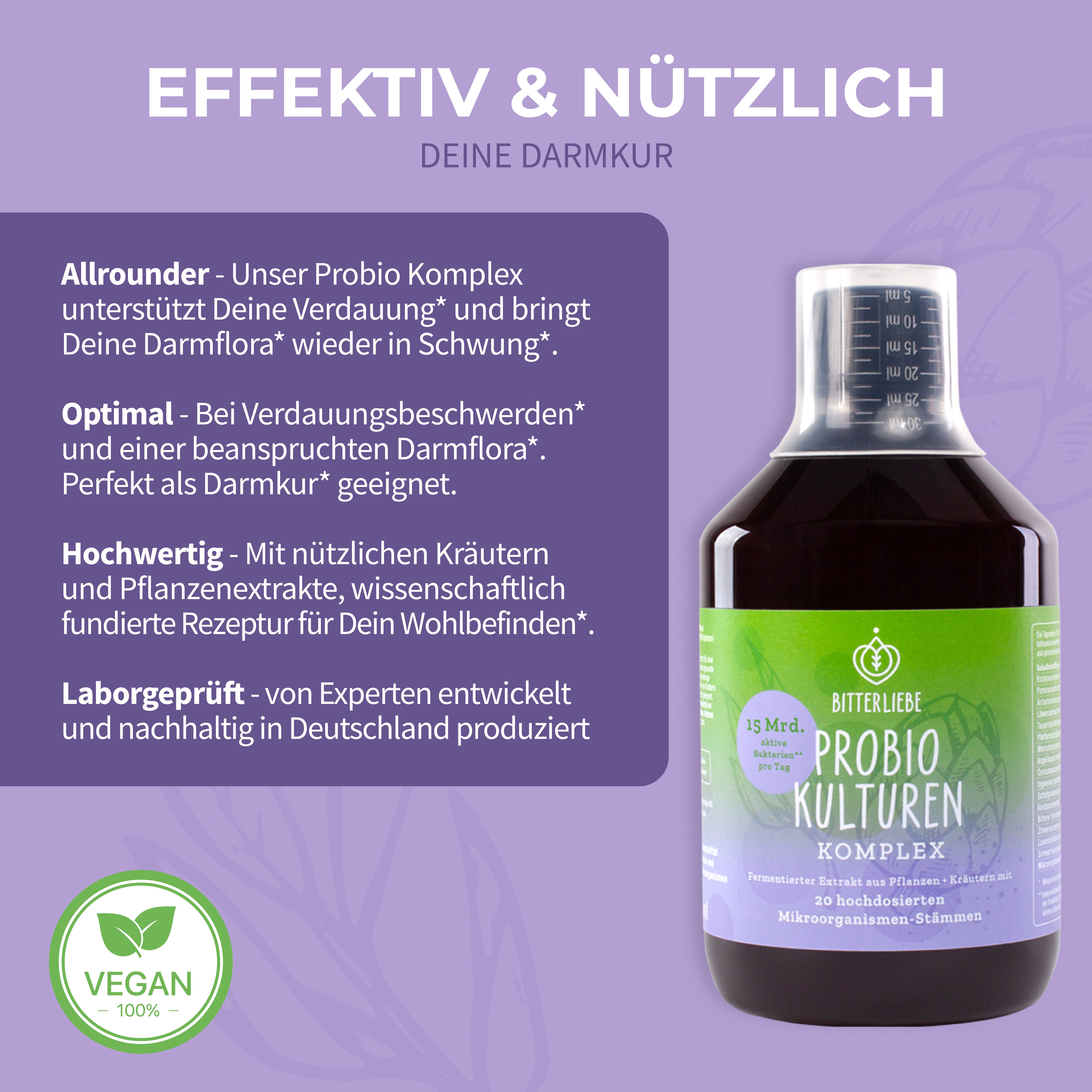 BitterLIebe - Probio Komplex - flüssige Darmbakterien - magensaftresistent - Tropfen