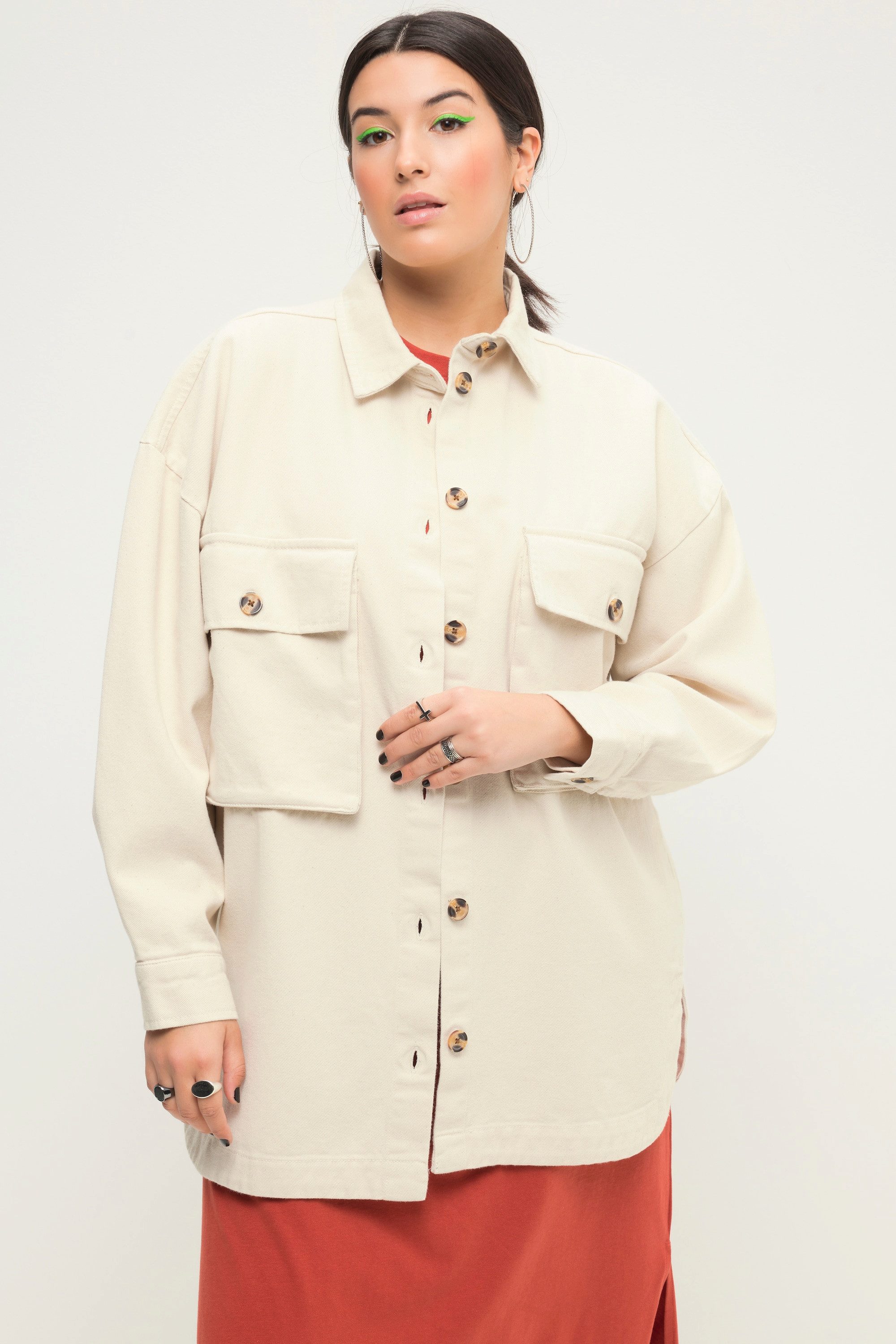 Studio Untold Hemdbluse Hemdjacke oversized Hemdkragen günstig online kaufen