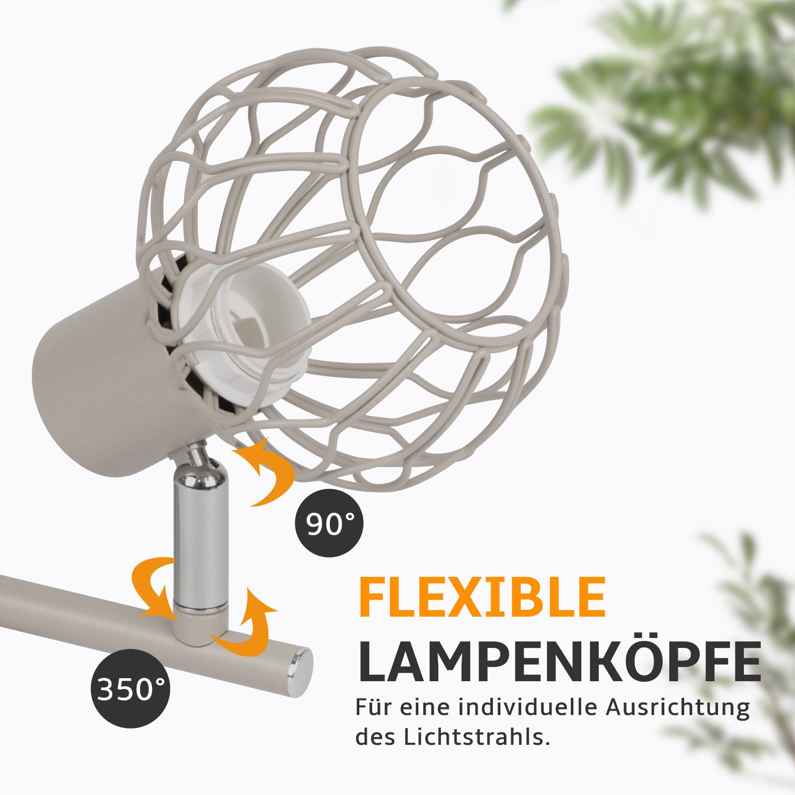 Nettlife Deckenstrahler 1/2/3/4flammig Weiß/Schwarz/grau E14 Metall 350° schwenkbaren Spots, ohne Leuchtmittel, für Wohnzimmer Küche Flur Deckenleuchte – Bild 5 von 5
