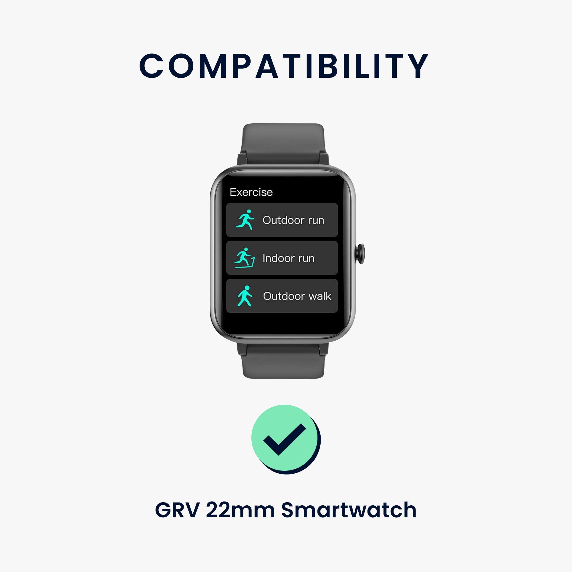 Sportarmband Silikon Smartwatch, TPU für kwmobile 22mm Armband 2x GRV Fitnesstracker Uhrenarmband Set
