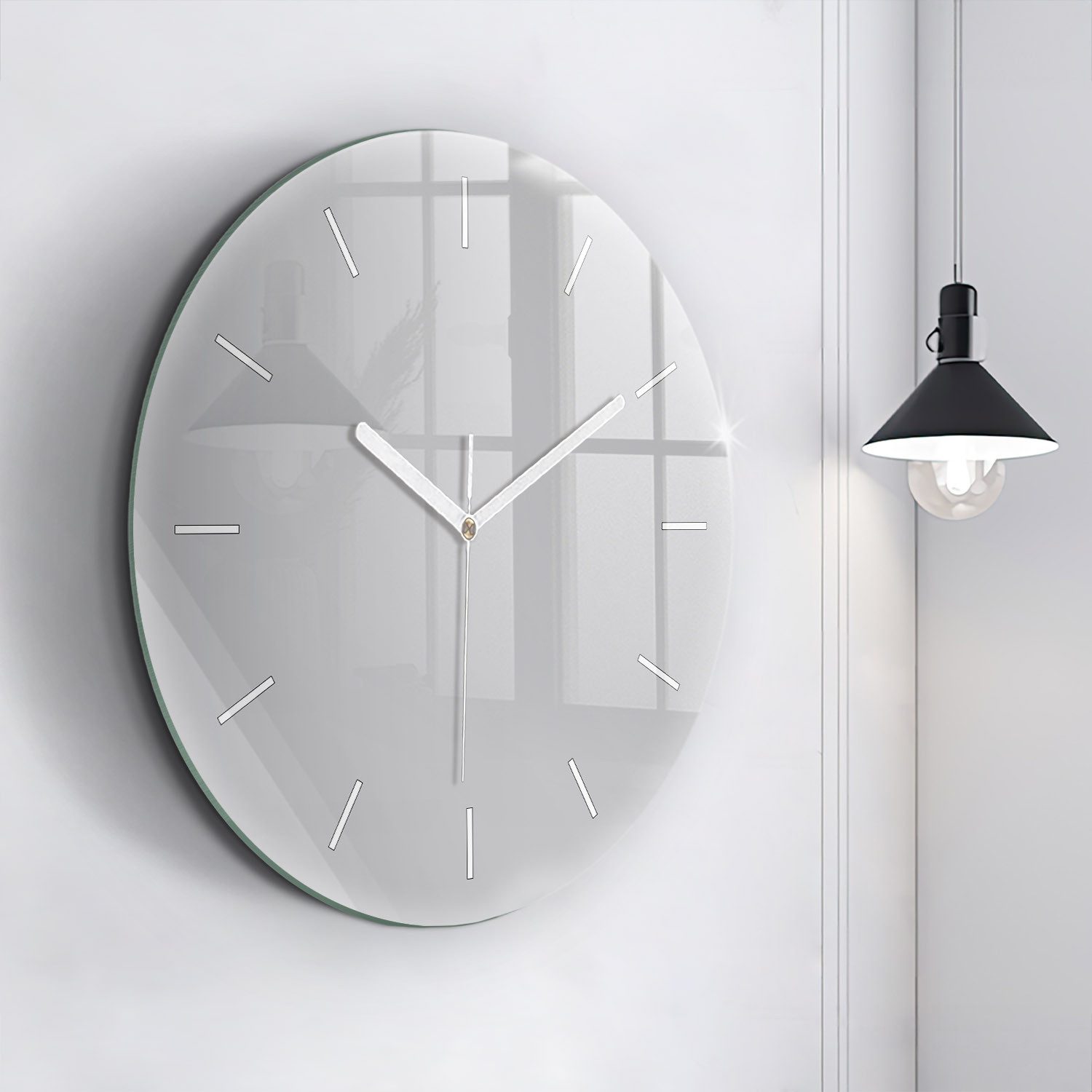 Tulup Wanduhr Glasrunde Uhr Moderne Glaswanduhr 60cm Uhr aus Gehärtetem Glas