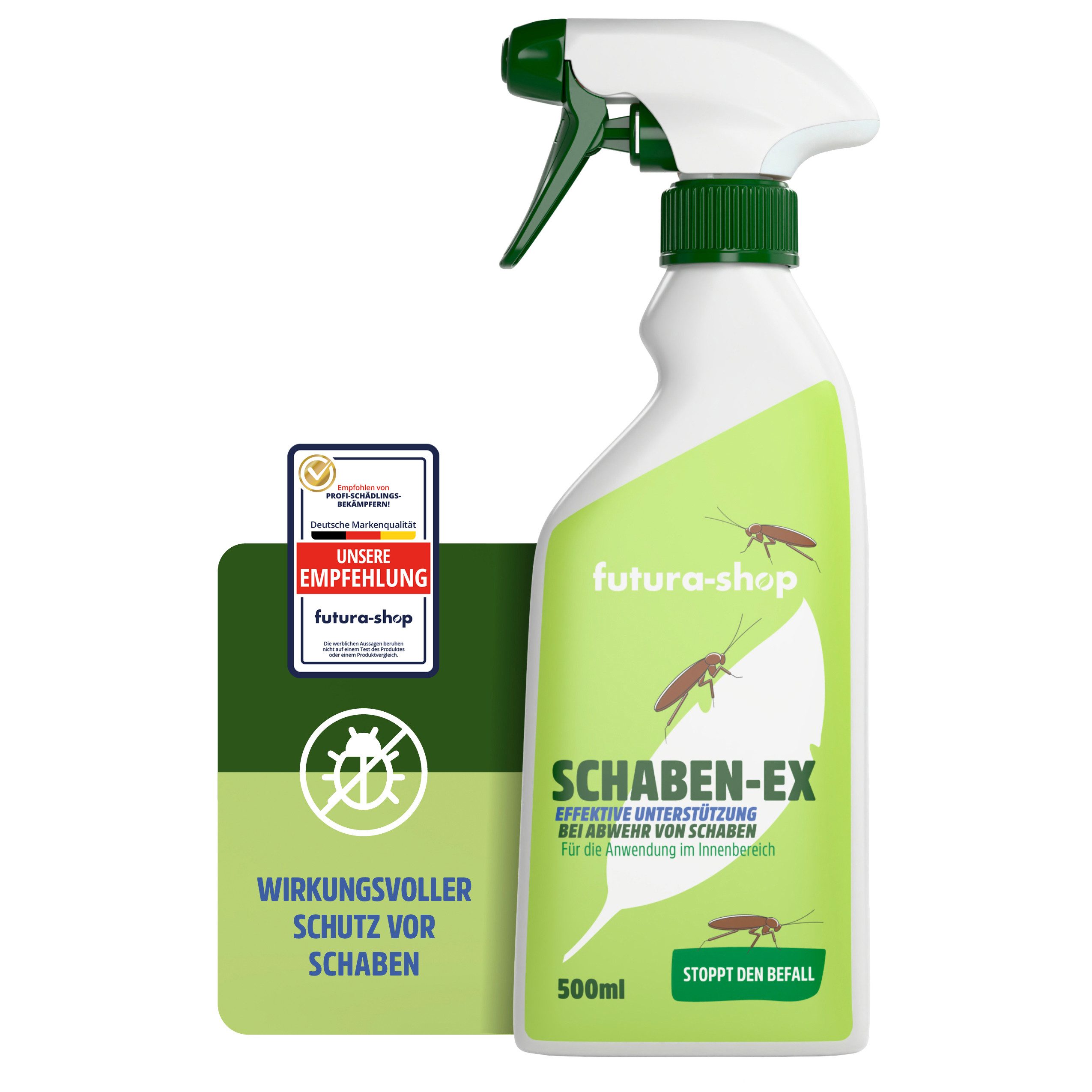 Futura-Shop Insektenspray Kakerlaken Spray, Schaben Spray - Alternative zu Kakerlaken Gel, 500 ml