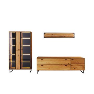 Newroom Wohnwand Sorena, Wildeiche Anthrazit Wohnwand Modern Highboardvitrine TV Board Massi...