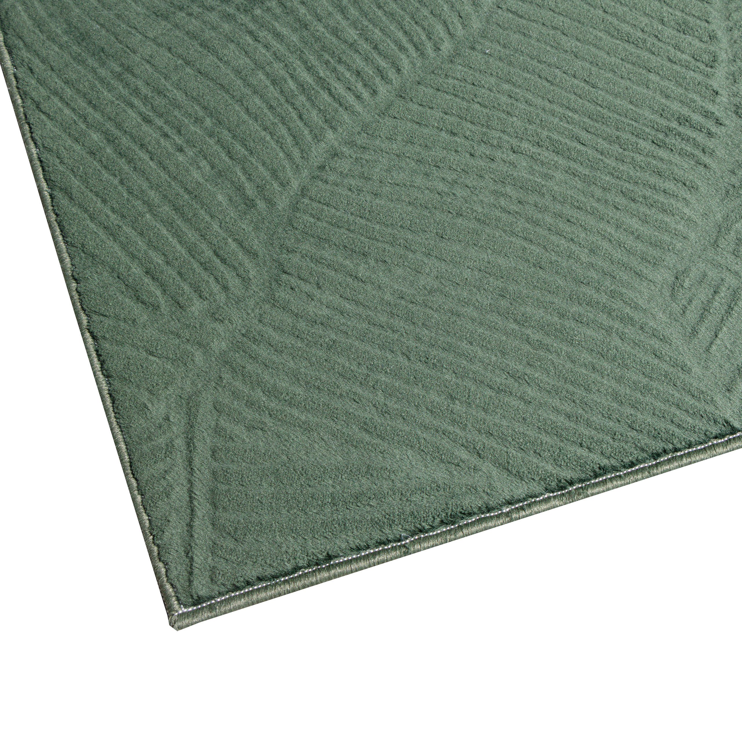 TeppichHome24 Teppich Schöner weicher Teppich mit Blattmuster in grün, rechteckig