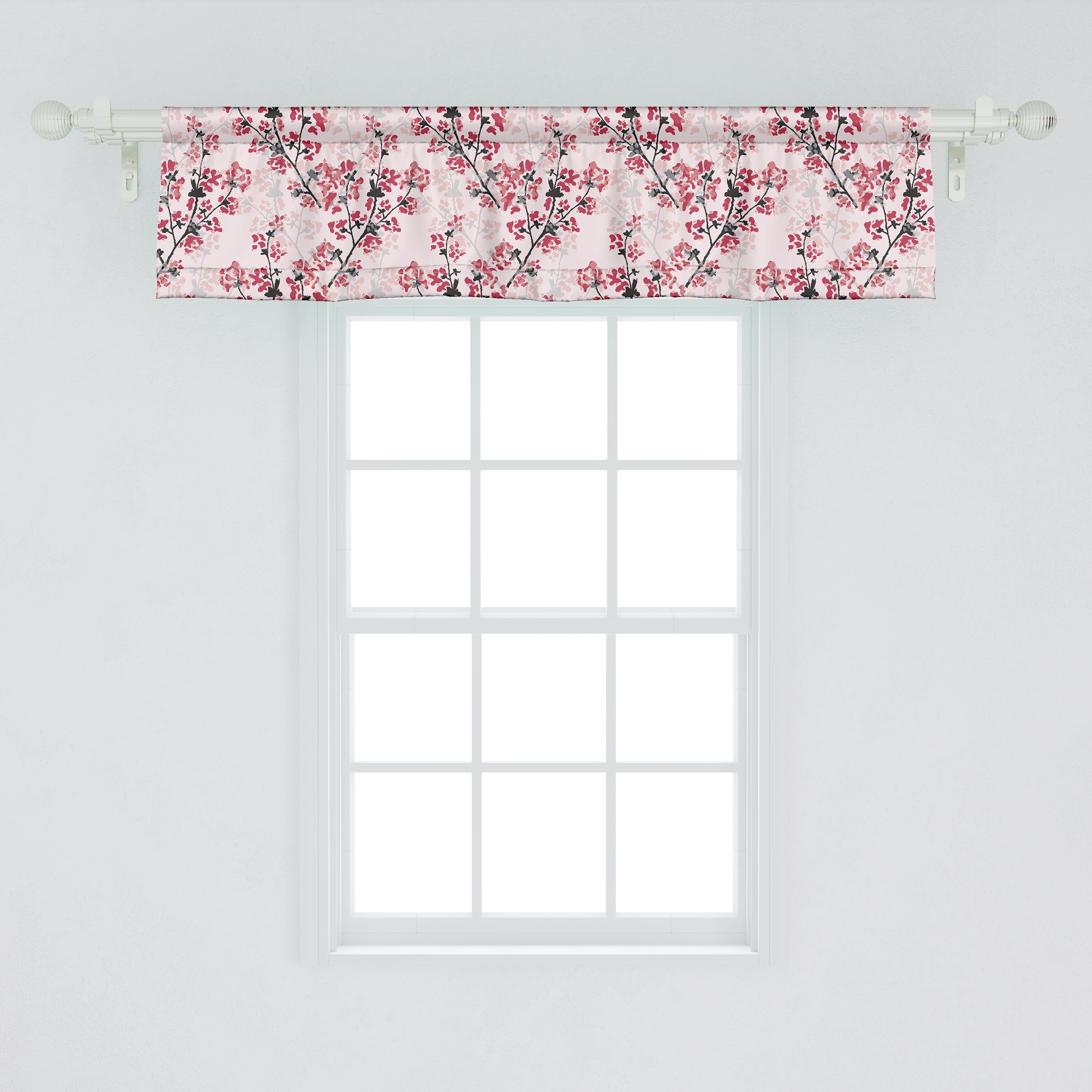 Scheibengardine Vorhang Volant für Dekor Branchen Nature Blumen Stangentasche, Schlafzimmer Abakuhaus, Küche Microfaser, Inspired mit