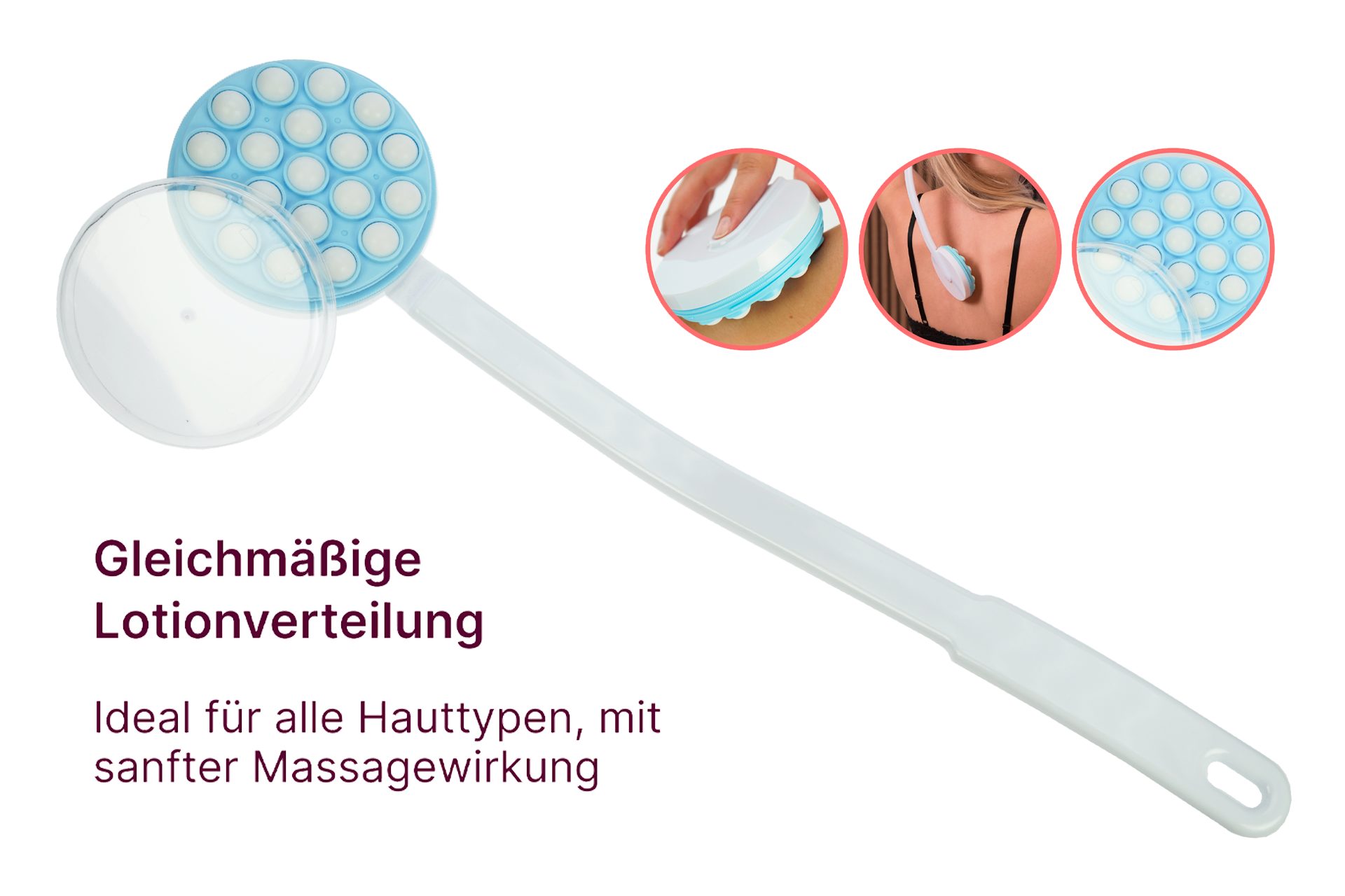 Fantasia Beauty Kosmetikpinsel-Set Rücken-Cremer, Kunststoff, abnehmbarer Stiel, Länge: 45 cm, 1 tlg.