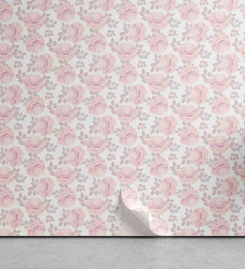 Abakuhaus Vinyltapete selbstklebendes Wohnzimmer Küchenakzent, Rosen Blumen in Pastelltönen