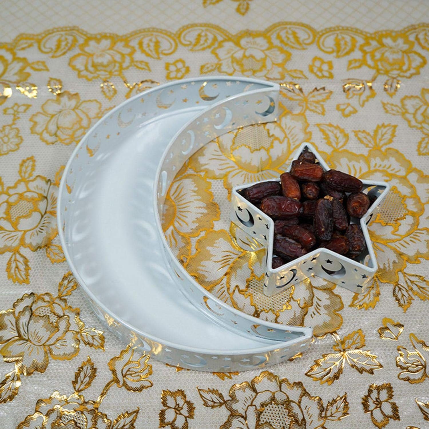 Tablett Deko Star Gold, Eid Food Form Tray,Moon Home Muslim Weiß1 Jormftte Tablett,für
