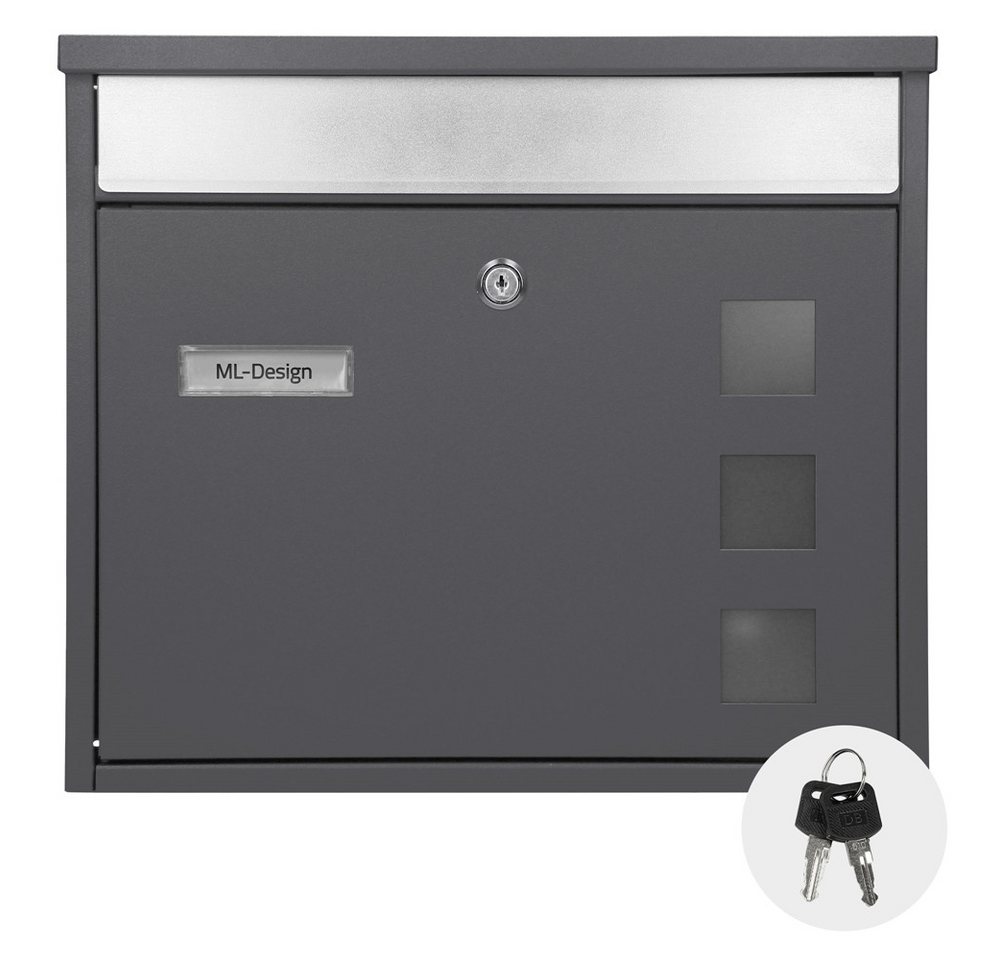 Thumbnail - ML-DESIGN Standbriefkasten Briefkasten Postkasten mit Zeitungsfach, inkl. Standfuß, Briefkastenanlage mit Ständer Anthra...