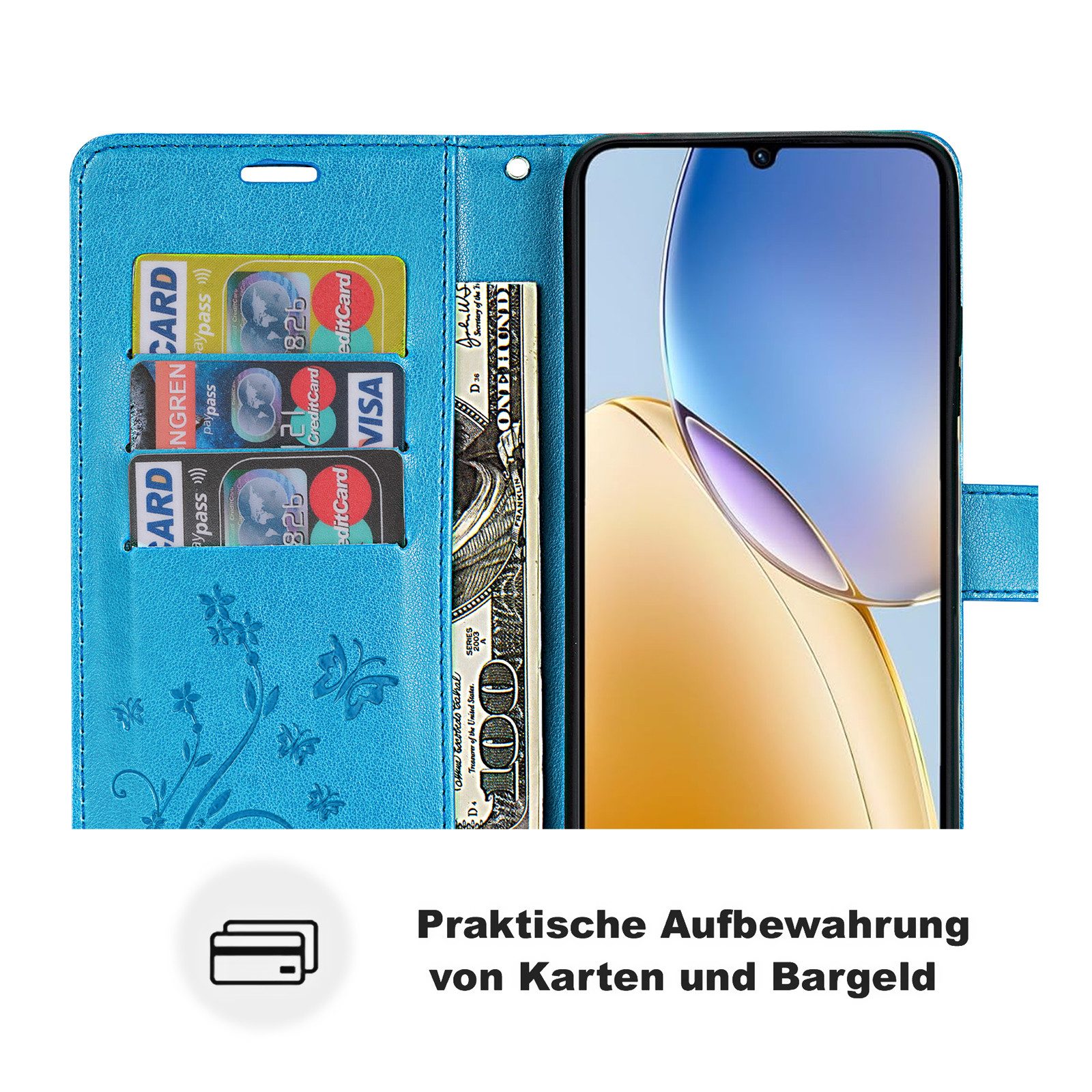 betterfon Handyhülle Handytasche für ZTE Blade A56 Klapphülle mit Kartenfächern, Bookstyle-Hülle mit Magnetverschluss, Smartstand & Kunstleder – Bild 4 von 5