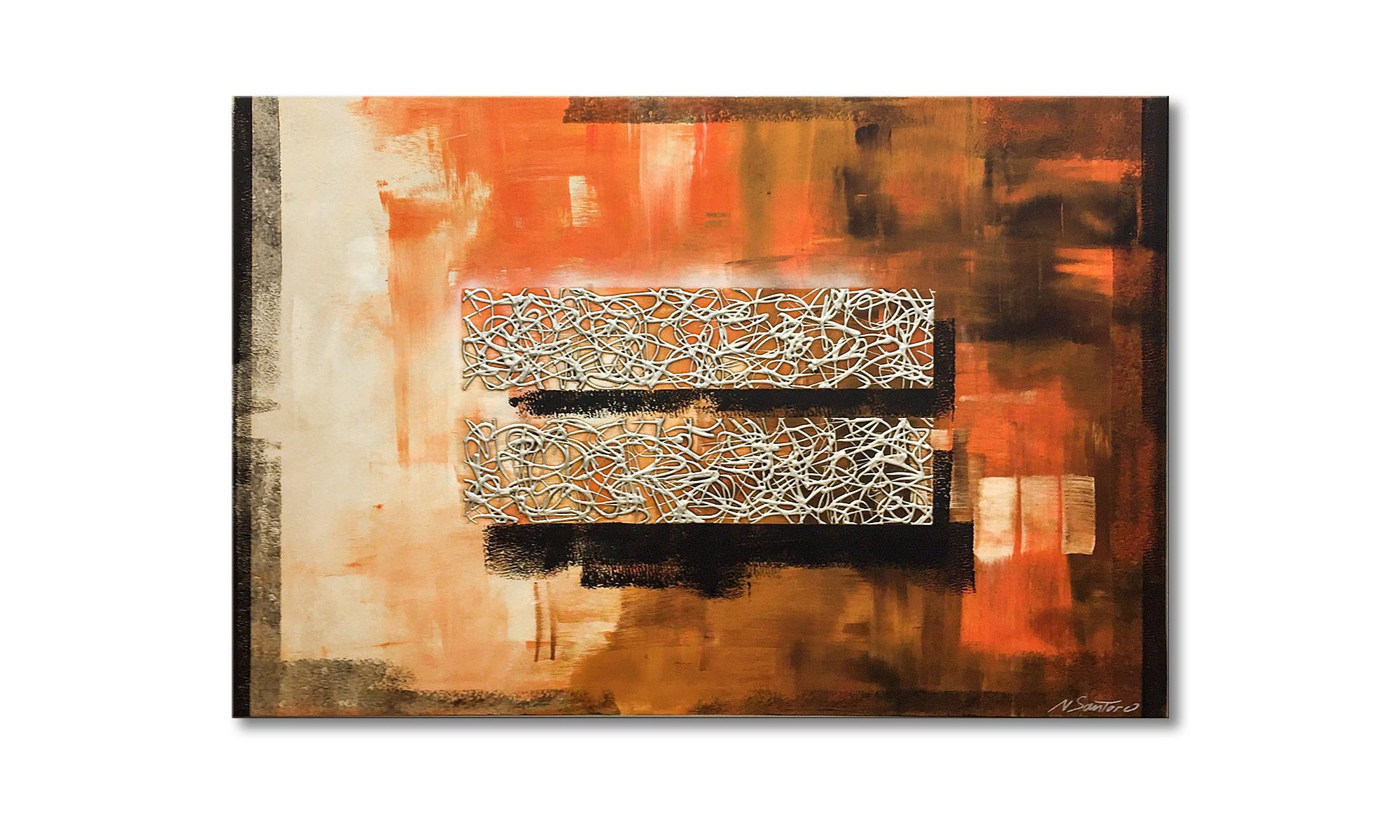 WandbilderXXL Gemälde Oriental Sunrise 120 x 80 cm, Abstraktes Gemälde, handgemaltes Unikat