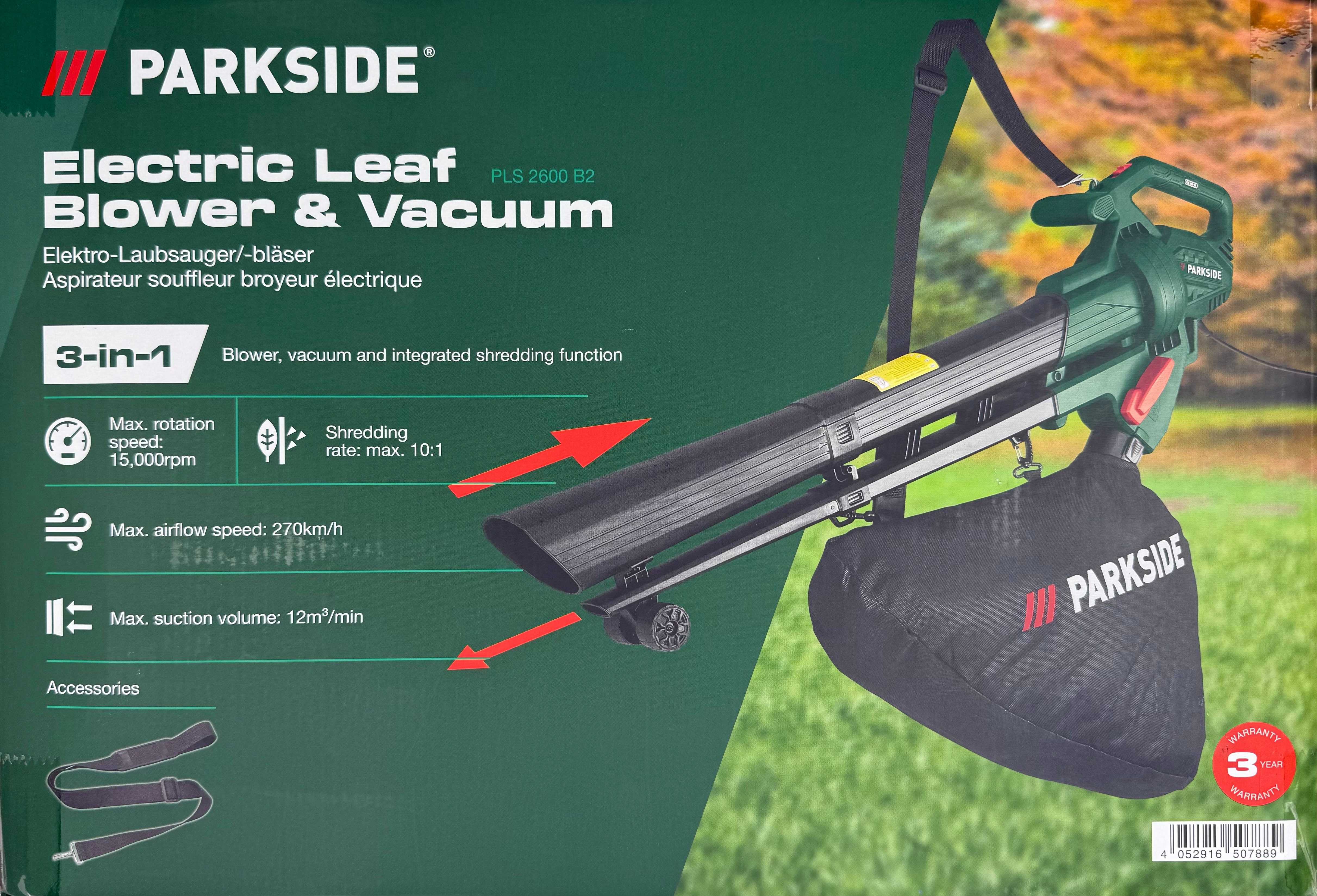 Parkside Elektro-Laubsauger Elektro Laubsauger Laubbläser PLS 2600 B2, Gebl günstig online kaufen