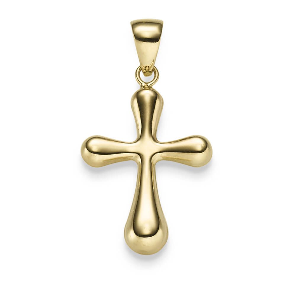 Kettenanhänger Anhänger Kreuz abgerundet 31,5x17mm aus 585 Gelbgold