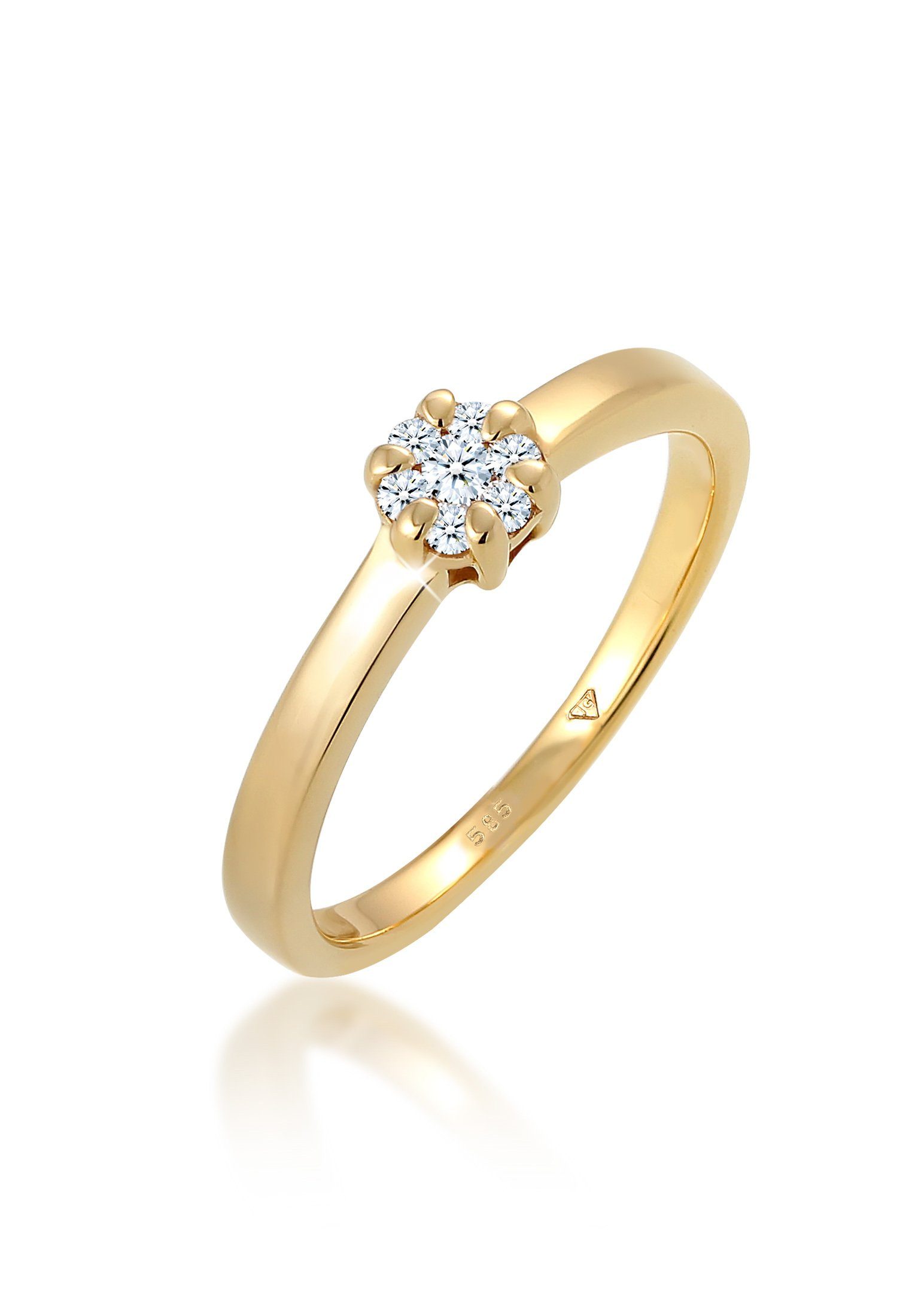 Diamant ct) Gelbgold Blume Elli Verlobungsring Verlobung 585 DIAMONDS (0.12