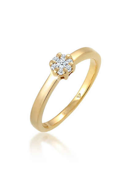 Diamore Verlobungsring »Blume Verlobung Diamant (0.12 ct) 585 Gelbgold«
