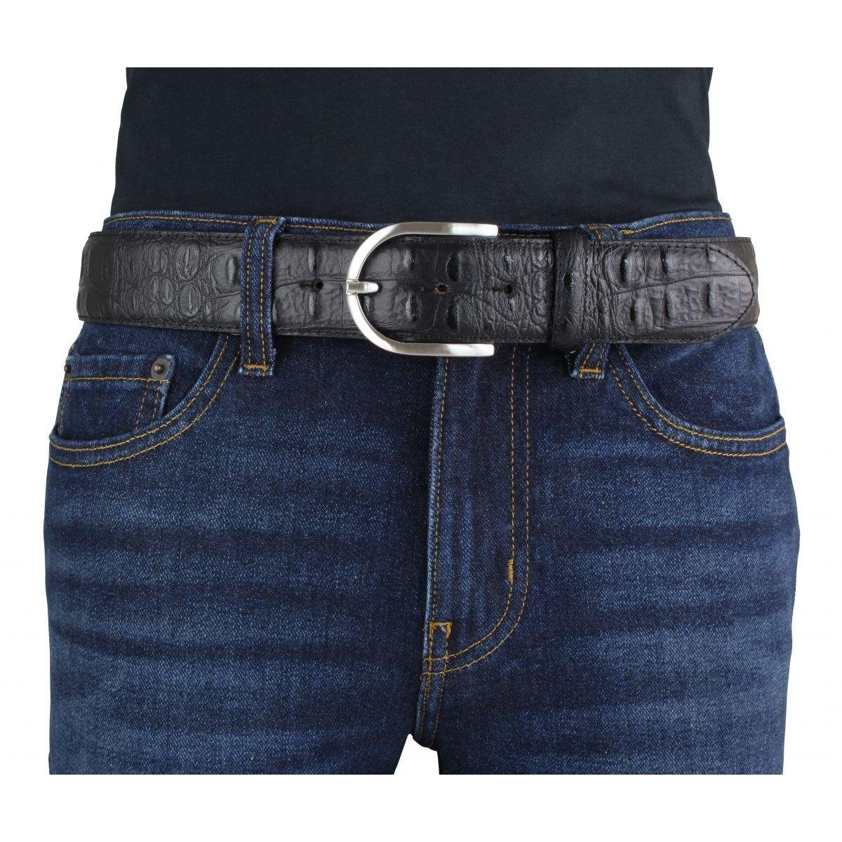 BELTINGER Damen 4 40mm für Silber Ledergürtel Kroko Leder-Gürtel Schlamm, Damen-Gürtel - cm Krokoprägung mit