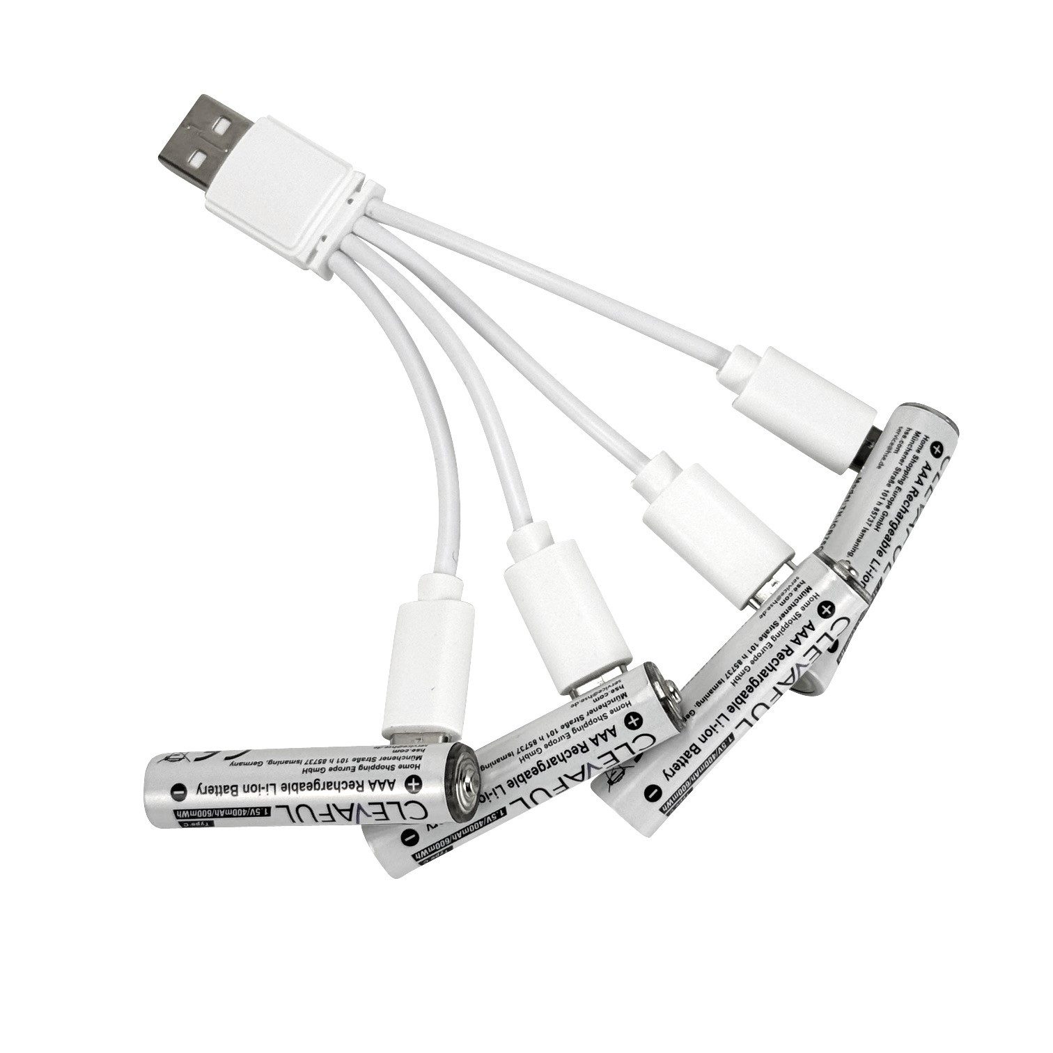 Online-Fuchs AAA Akku USB-C Anschluss inkl Ladekabel, 8 Batterien, wiederaufladbar, Akku-Set Micro AAA 400 mAh (1,5 V), inklusive LED-Ladeanzeige