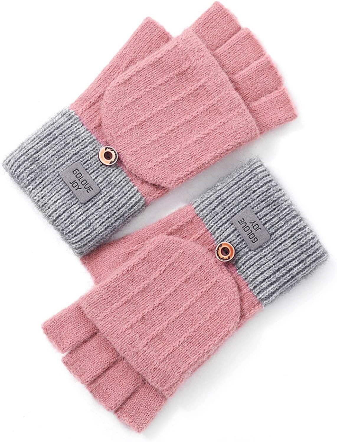 Coonoor Strickhandschuhe Fingerhandschuhe mit Flip-Top Strick Thermohandschuhe valentinstaggeschenk für Familie oder Freunde