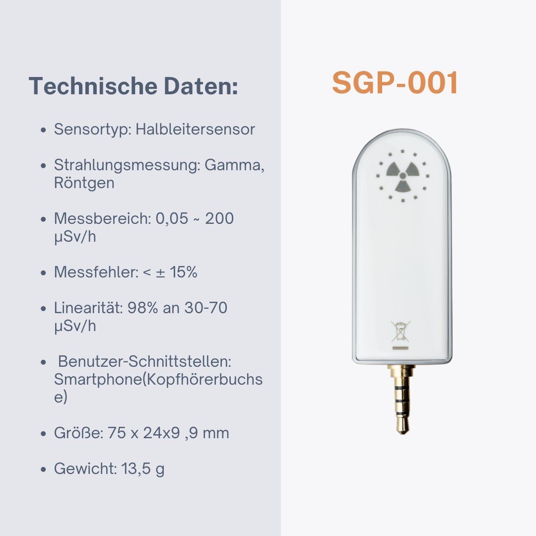 Geigerzähler Geiger Pro, Strahlungsmessgerät Strahlungsdetektor Sensor Smartphone Ft Smart (1-St), Smart Lab für