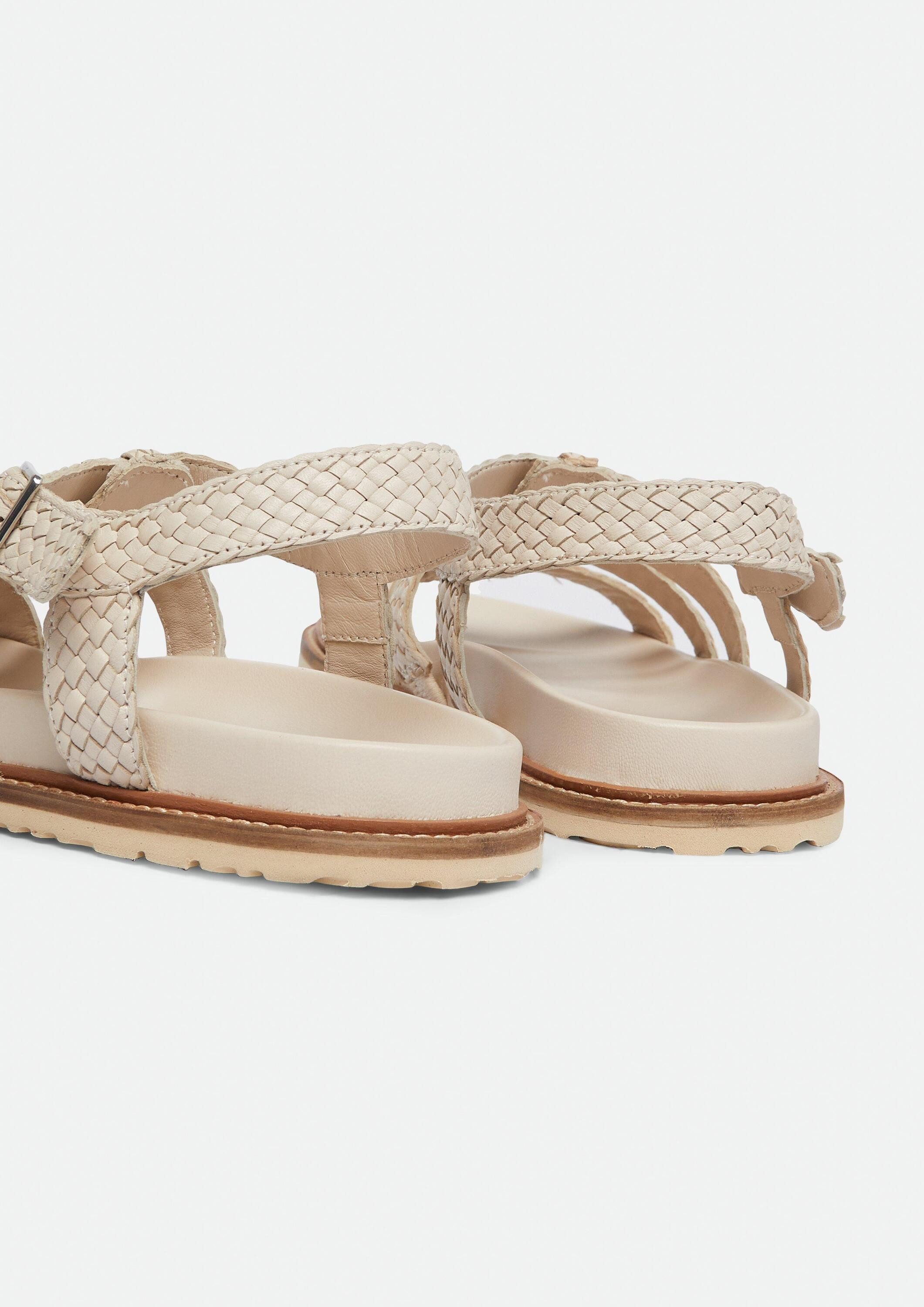comma Sandalen Geflochtene Sandalen aus Glattleder günstig online kaufen