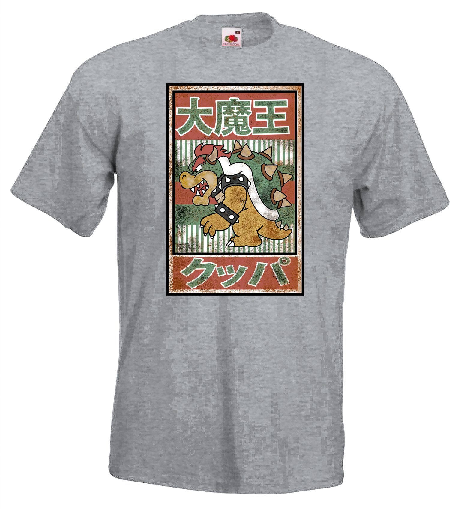 Youth Designz T-Shirt Bowser Herren Shirt mit trendigem Gaming Frontprint Grau