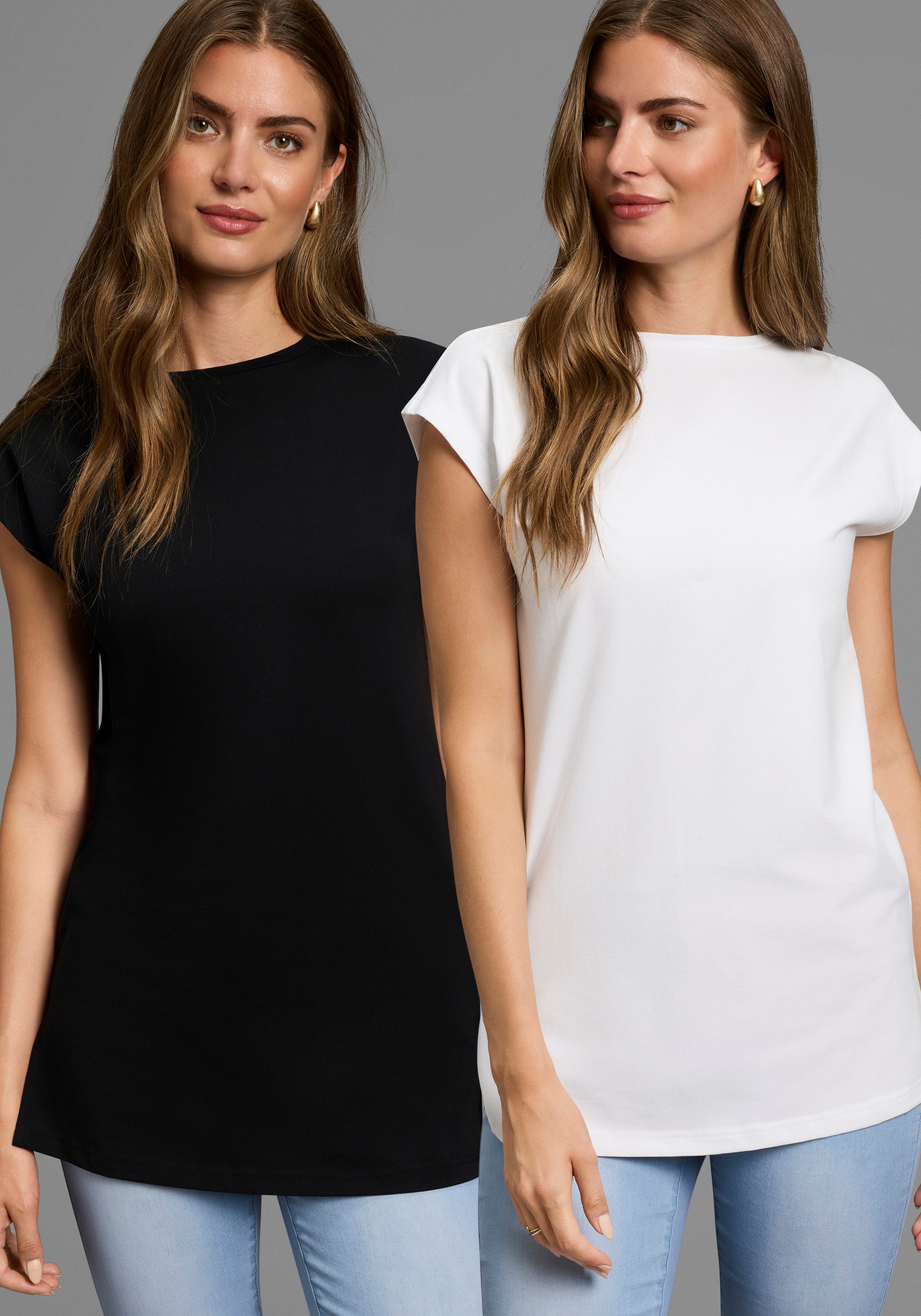 Laura Scott Longshirt (Packung, 2-tlg) in verlängerter Form - NEUE KOLLEKTI günstig online kaufen