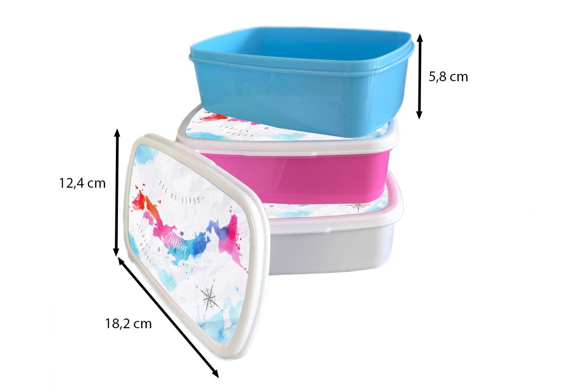 - Jungs und und (2-tlg), Brotdose, Brotbox Lunchbox MuchoWow Japan, für für - Erwachsene, Kinder Karte Mädchen Farbe weiß Kunststoff,