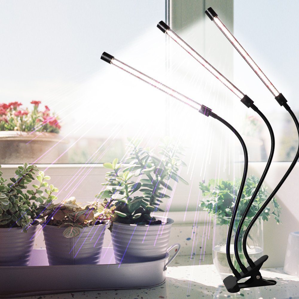 Rosnek Pflanzenlampe 2/3/4 Kopf,Vollspektrum,Clip-On,USB,für Blumen Gemüse Pflanzen, LED, Rot, Tageslichtweiß, Pflanzenwachstumslicht